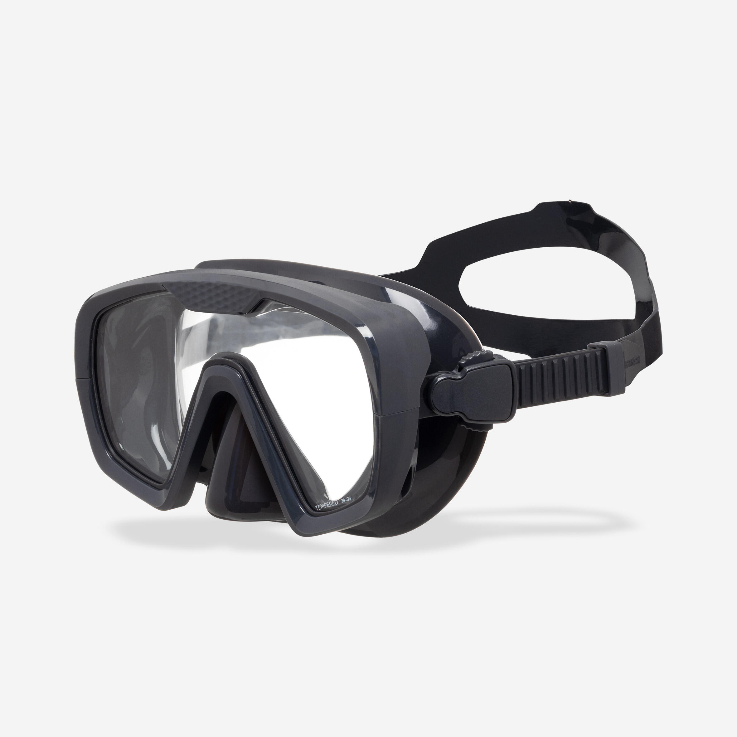 Anti-fog diving mask, 100 Mono silicone strap Black Grey image