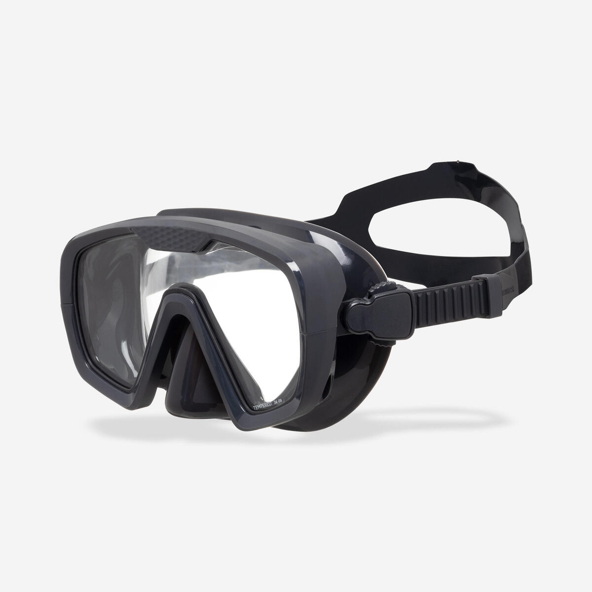 Masque de plongée anti buée - 100 Mono sangle silicone Noir Gris