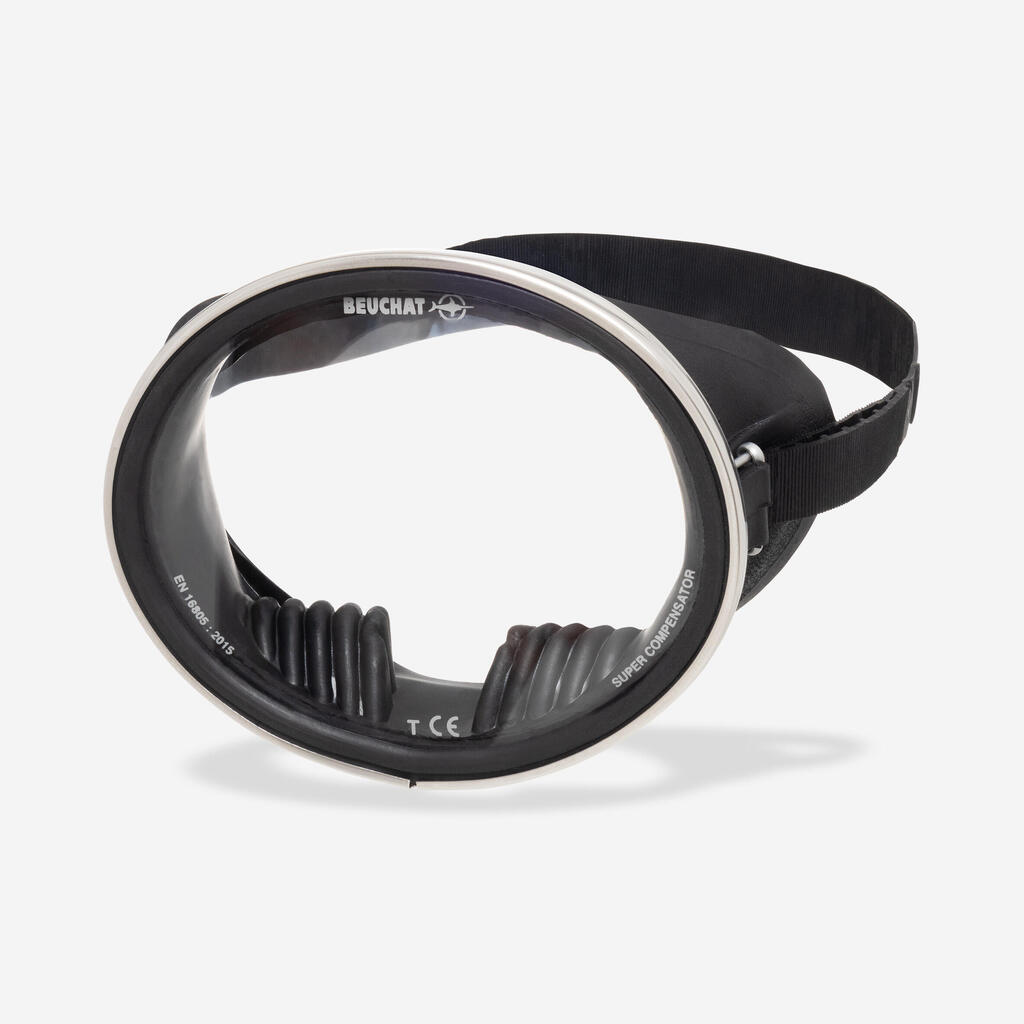 Scuba diving and freediving single-lens mask - Super Compensator rubber skirt
