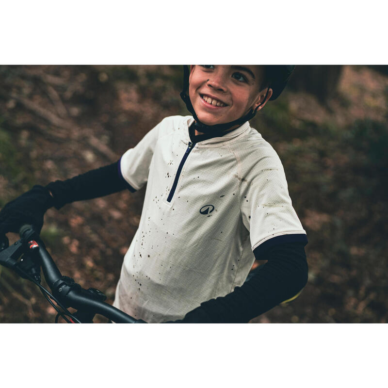 Camisola de Manga Curta de Ciclismo 500 Criança 7-11 anos Bege