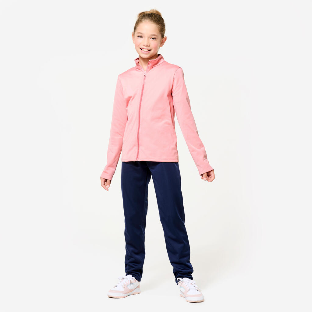 Kids' Breathable Synthetic Tracksuit Gym'y - Pink Top/Navy Bottoms