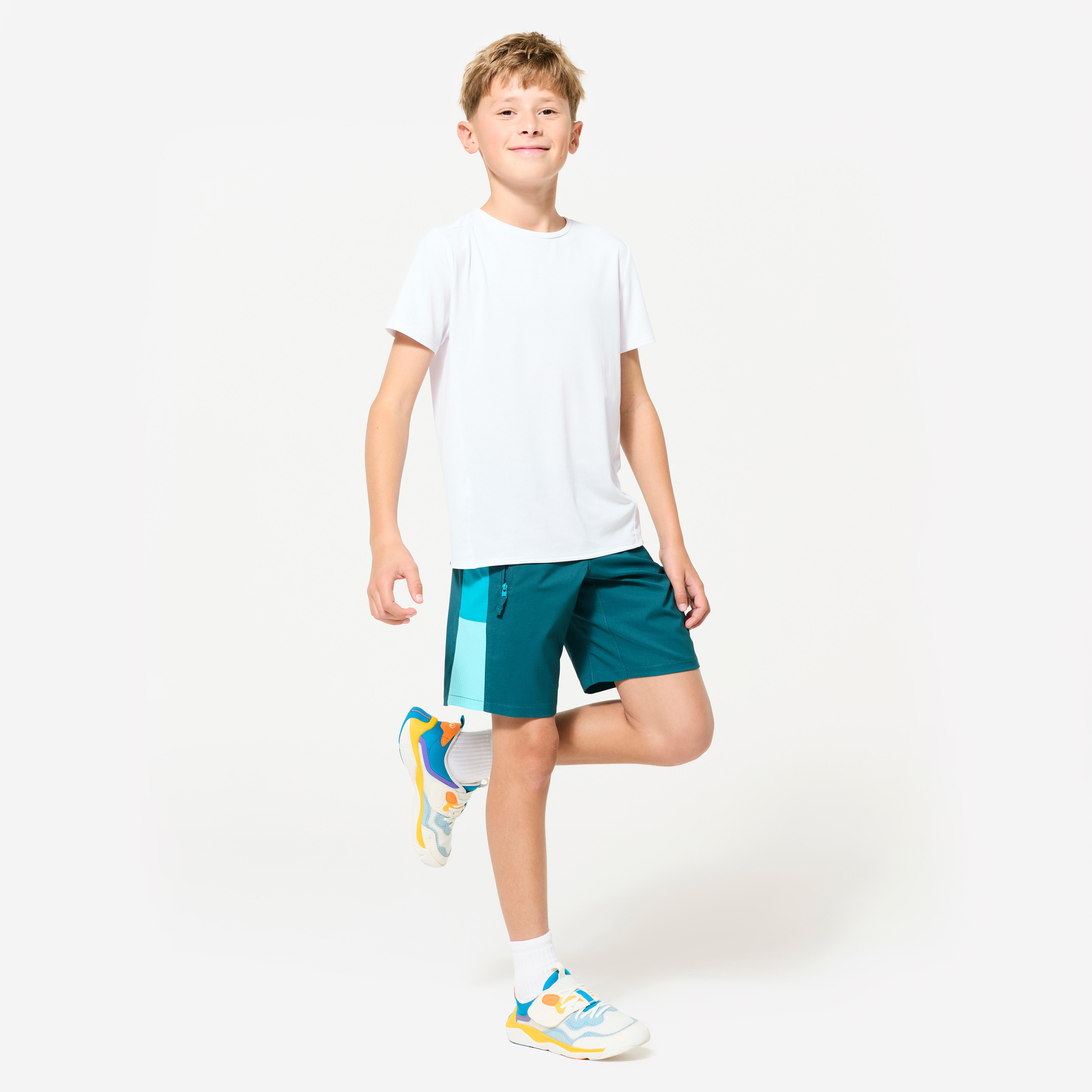 Kids's Breathable Multisport Shorts 500 - Turquoise/Green