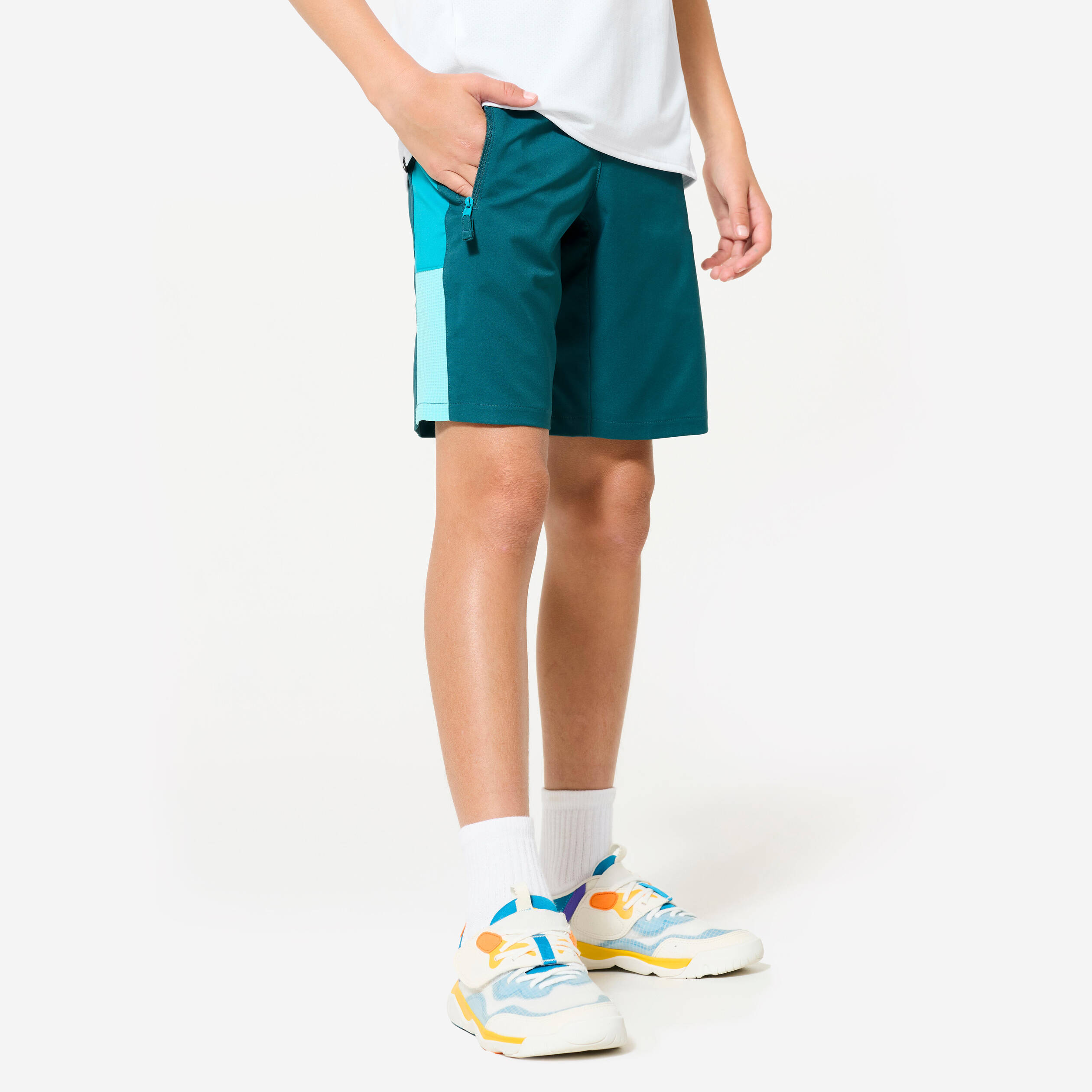 Kids's Breathable Multisport Shorts 500 - Turquoise/Green