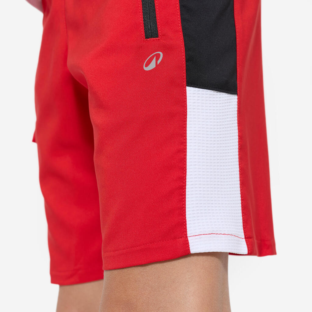 Shorts Sporthose Kinder atmungsaktiv - lila/neongrün 