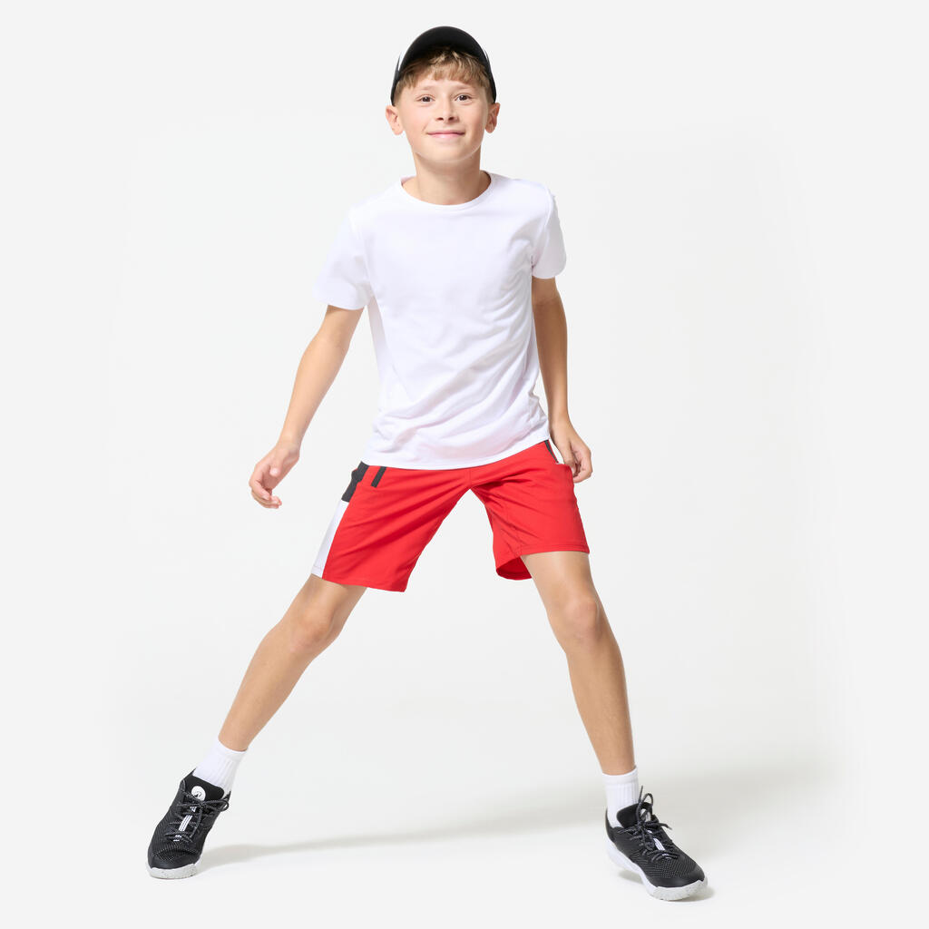 Shorts Sporthose Kinder atmungsaktiv - lila/neongrün 