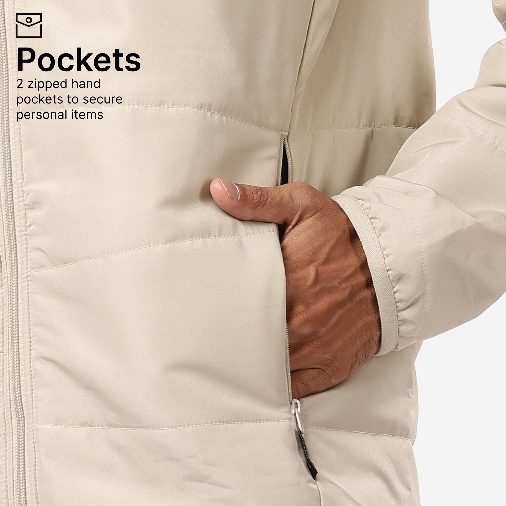 Men Puffer Jacket for Trekking - MT50 Beige