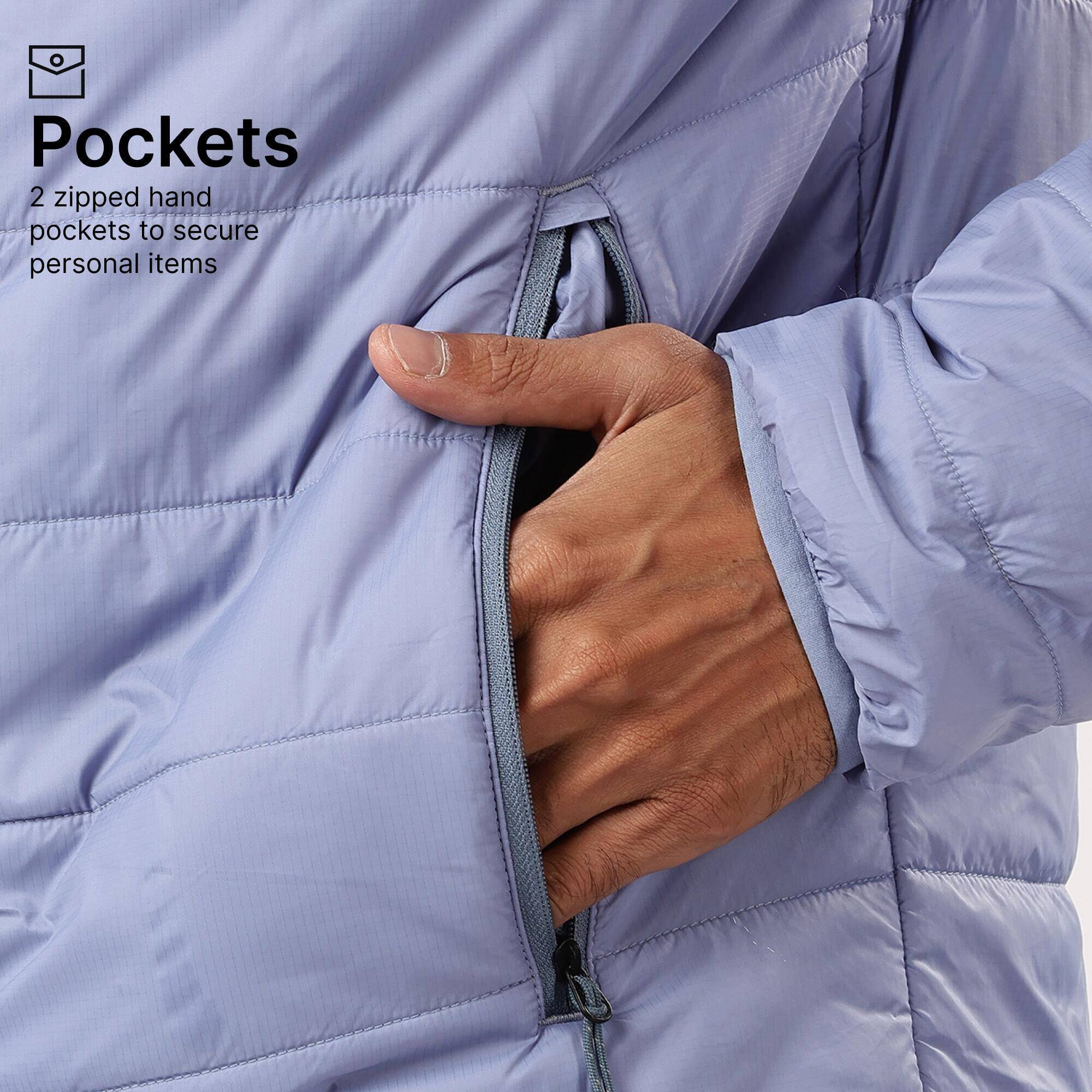 Men Packable Puffer Jacket for Trekking - MT100 -5°C Blue -  5