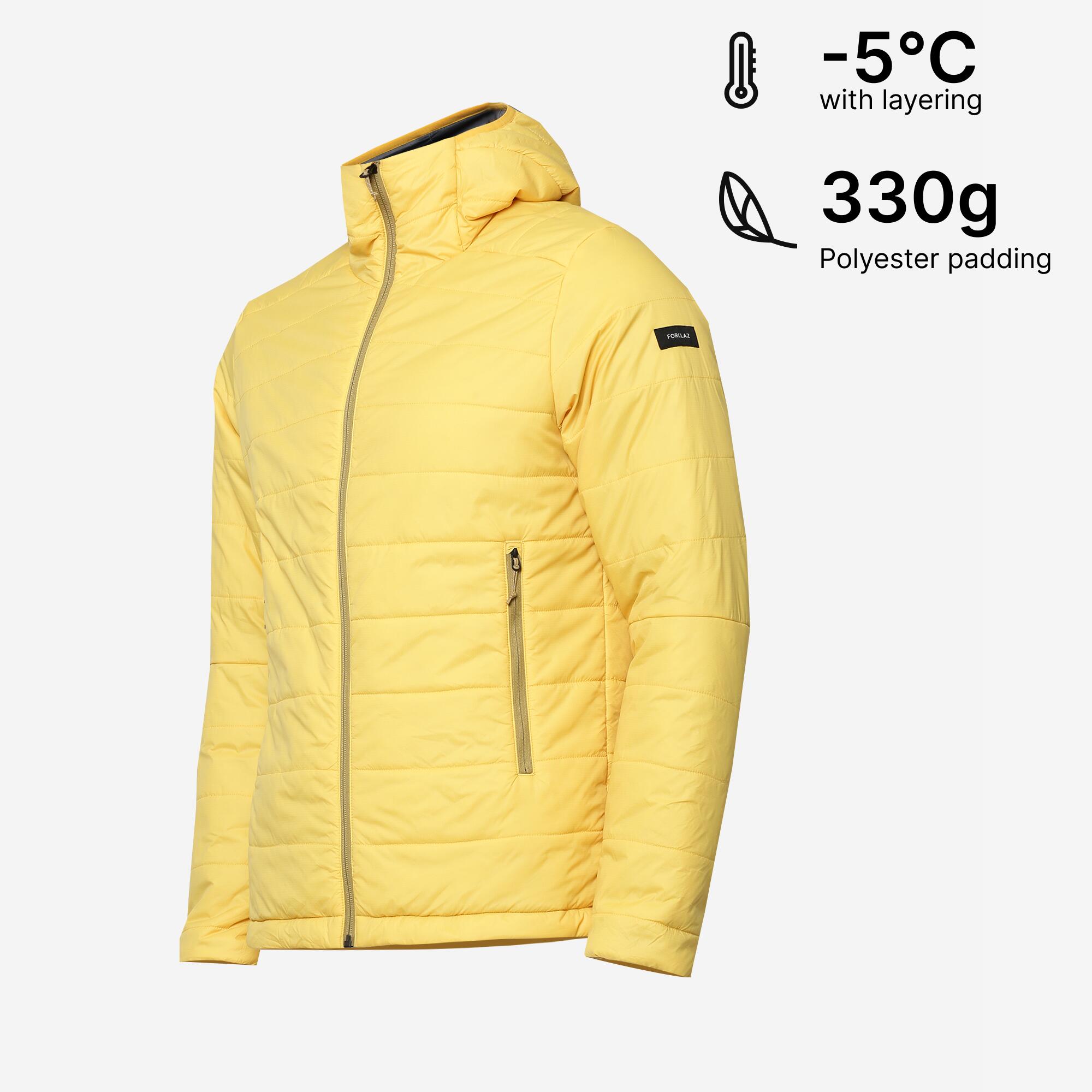 Men Packable Puffer Jacket for Trekking - MT100 -5°C Yellow
