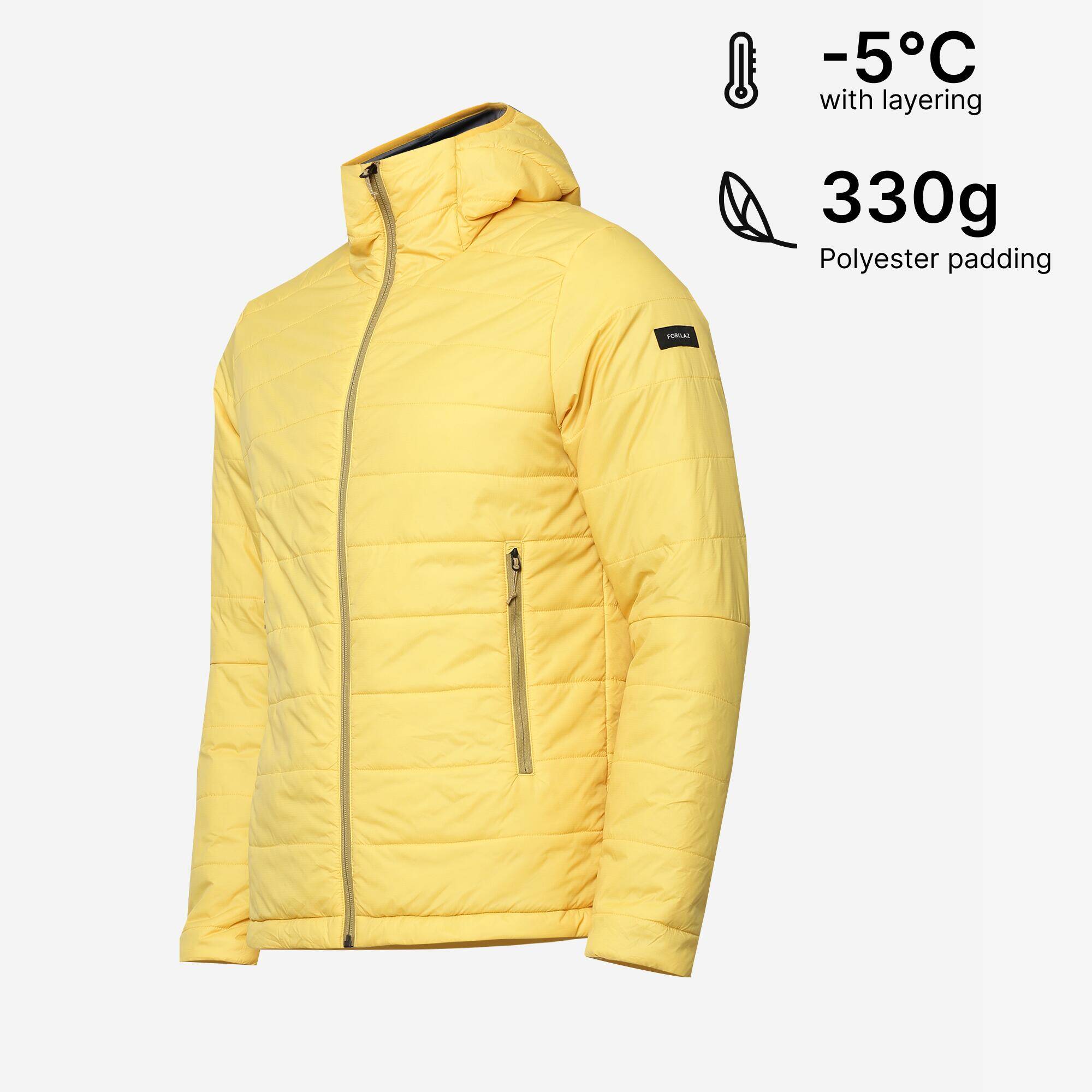 Men Packable Puffer Jacket for Trekking - MT100 -5°C Yellow -  2