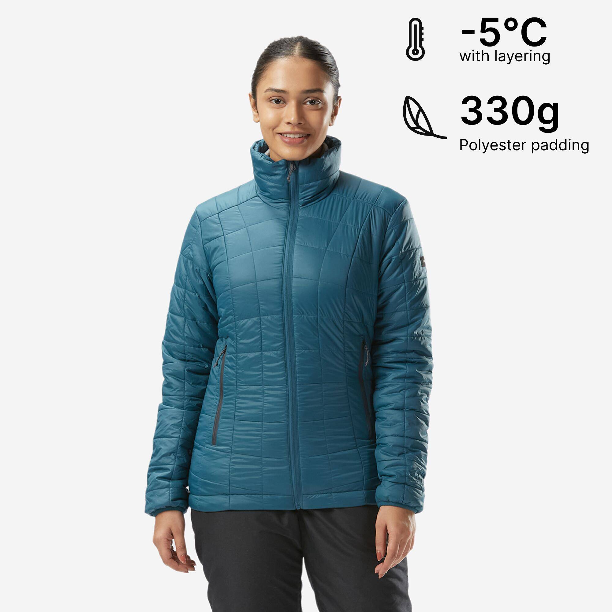Women’s synthetic mountain trekking padded jacket - MT100 -5°C - Blue