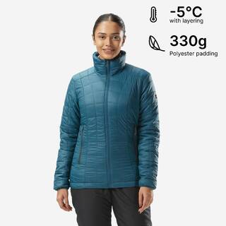 Women’s synthetic mountain trekking padded jacket - MT100 -5°C - Blue