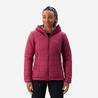 Women Warm Puffer Jacket with hood for mountain trekking- MT100 - 5°C - Purple