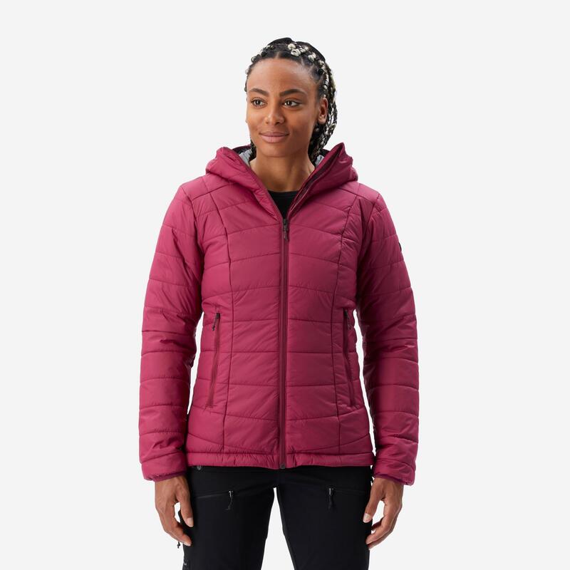 Casaco Acolchoado Sintético de Trekking Montanha - MT100 Capuz -5°C - Mulher 