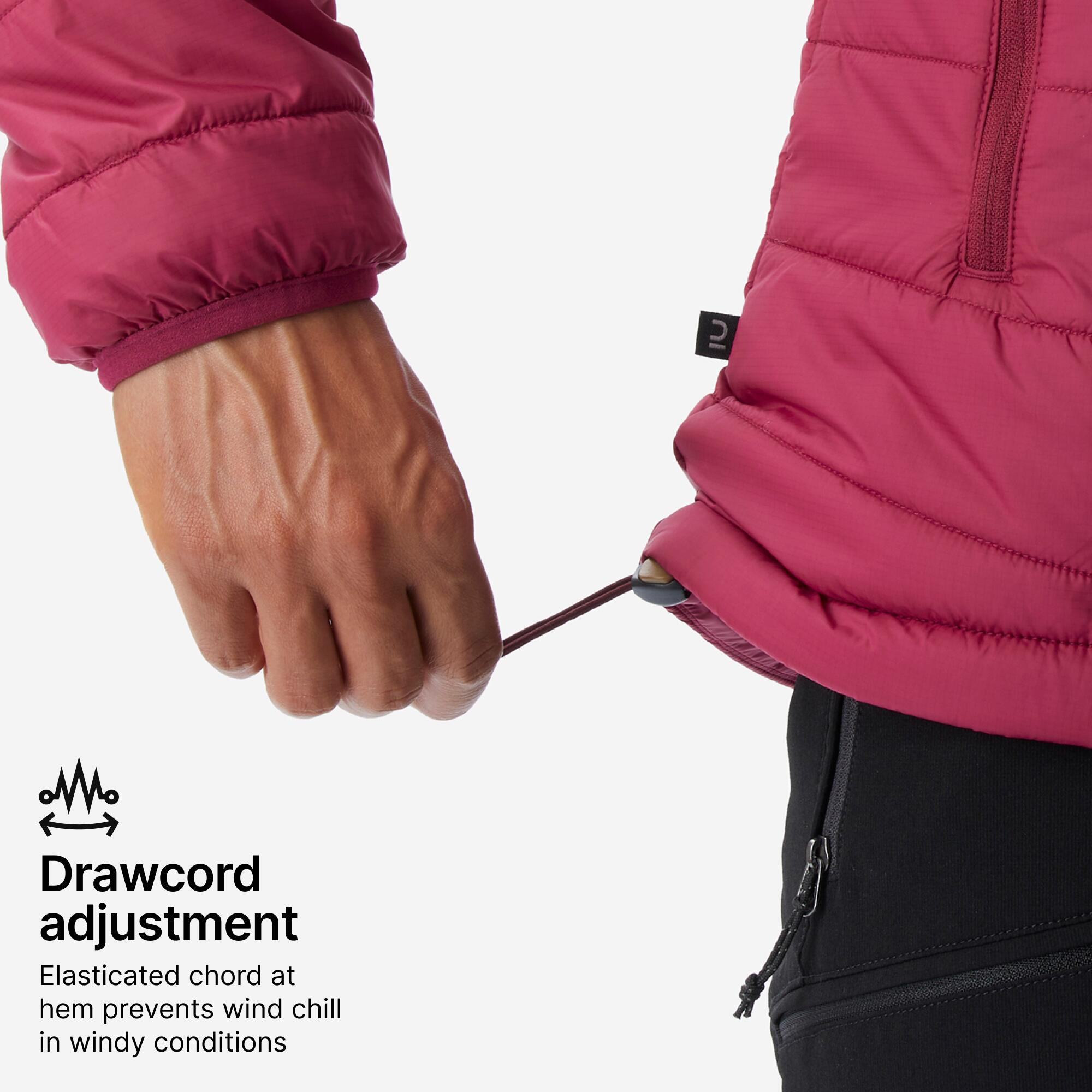 Women Warm Puffer Jacket with hood for mountain trekking- MT100 - 5°C - Purple