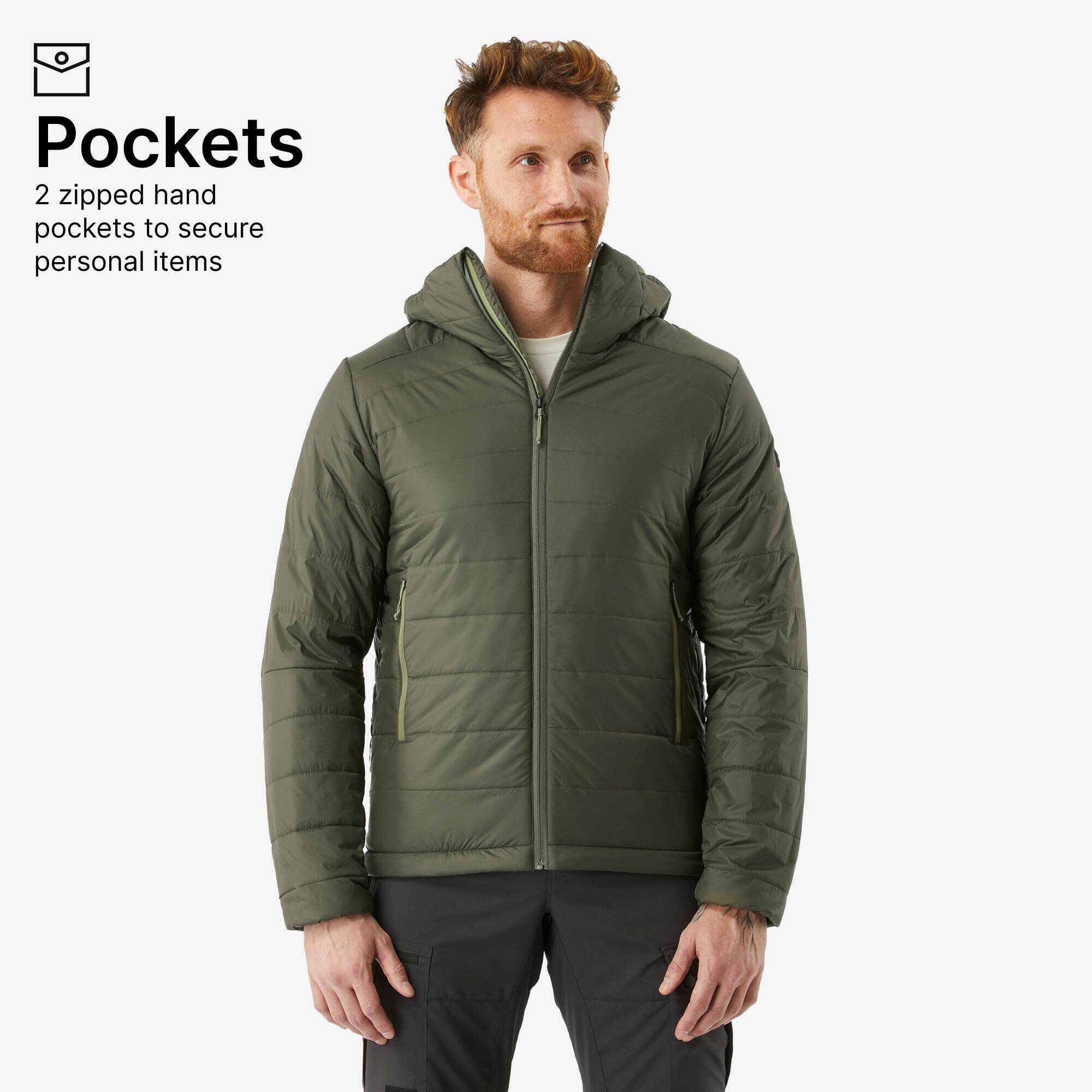 Men Packable Puffer Jacket for Trekking - MT100 -5°C Khaki -  4