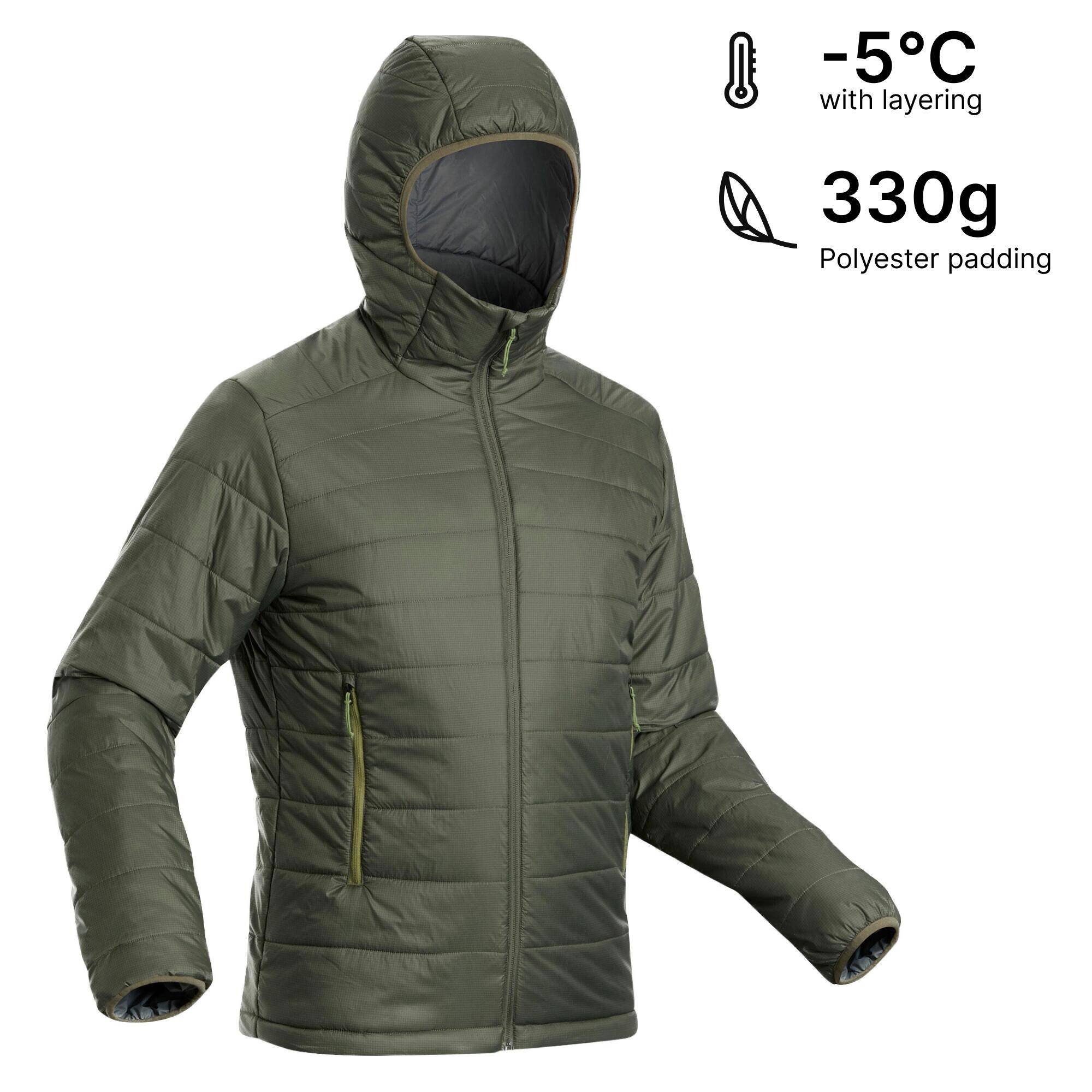 Men Packable Puffer Jacket for Trekking - MT100 -5°C Khaki -  2