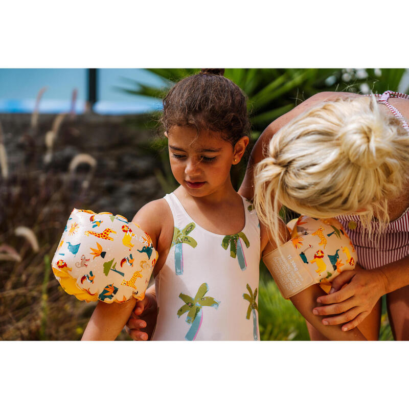 Maillot de bain 1 pièce Bébé / Fille - beige imprimés palmiers