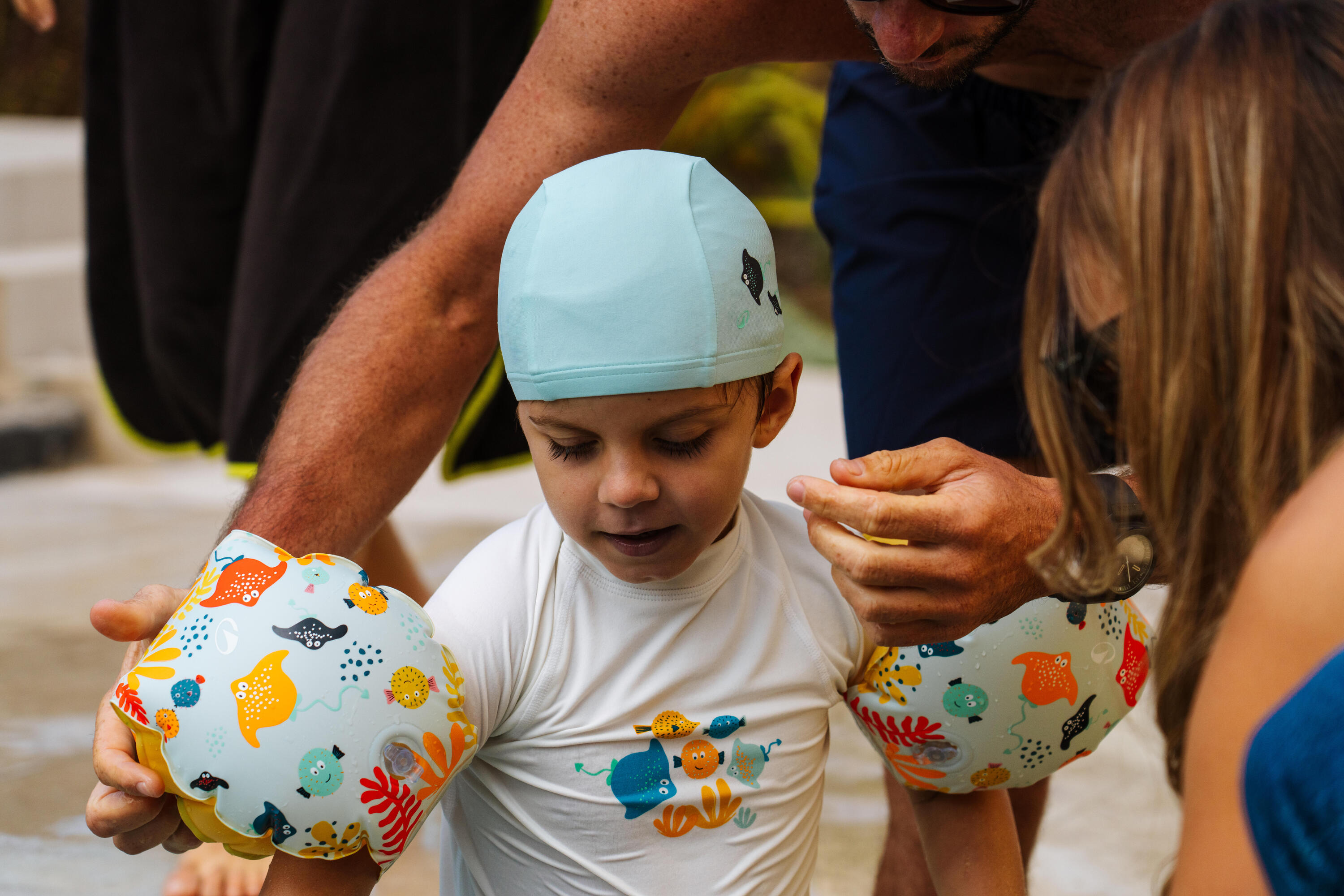 Casque de bain tissu bébé - Manta menthe 7/7