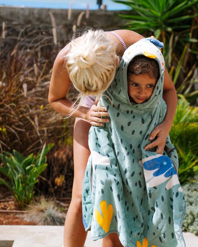 poncho bébé imprimé perroquet