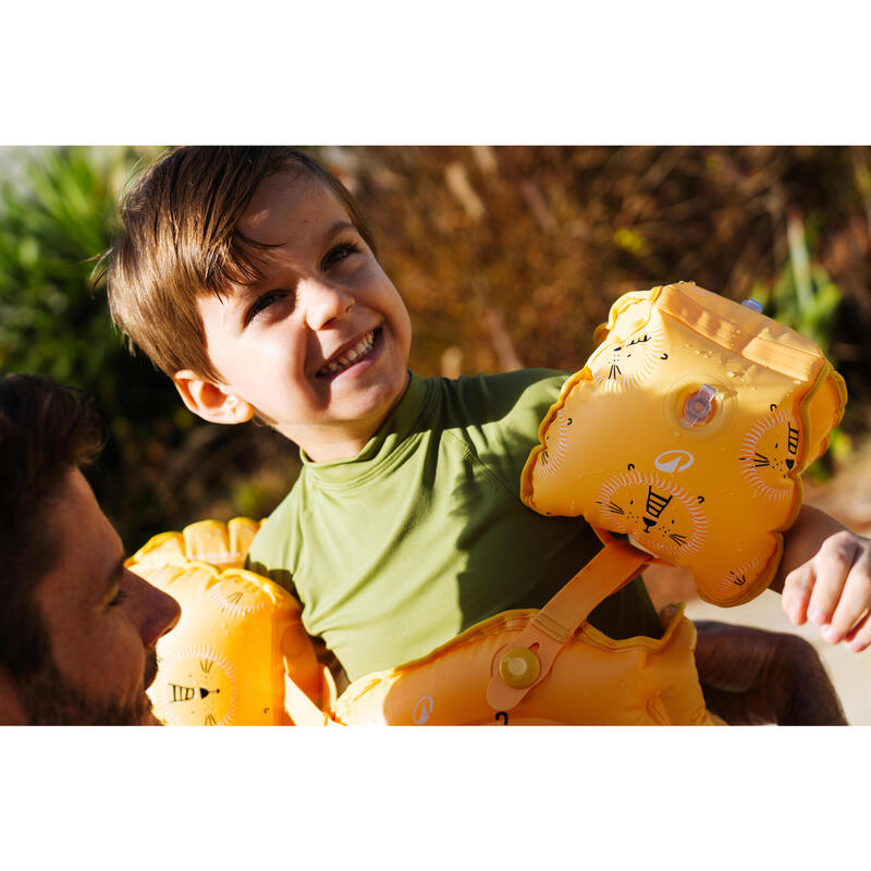 Brassards ceinture évolutifs de piscine Enfant - Tiswim lion jaune