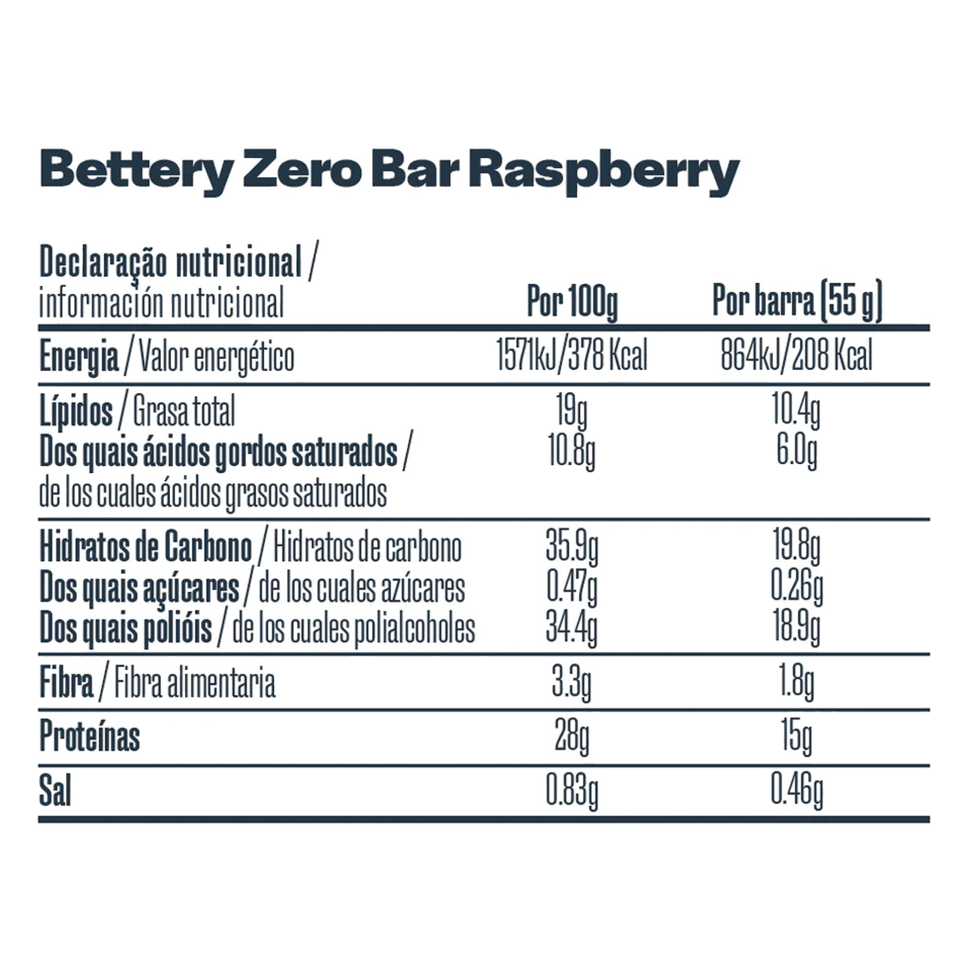 Barra Proteína Vegetal Bettery Zero Bar Framboesa & Chocolate Negro 55g 2/2