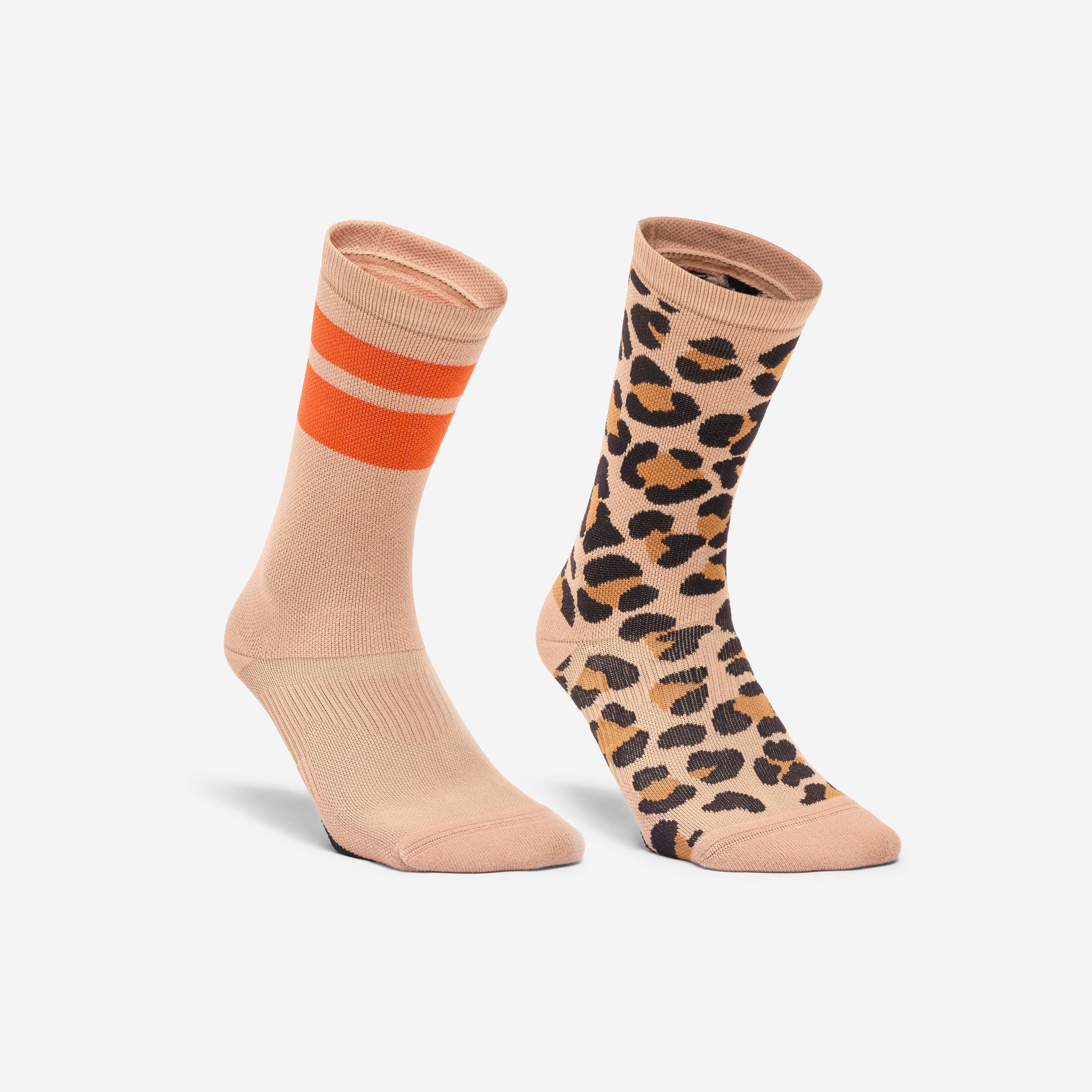 DOMYOS Women's High Socks Twin-Pack - Leopard