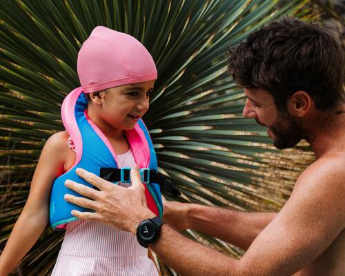 GILET DE NATATION SWIMVEST+ 15-25 KG BLEU-ROSE