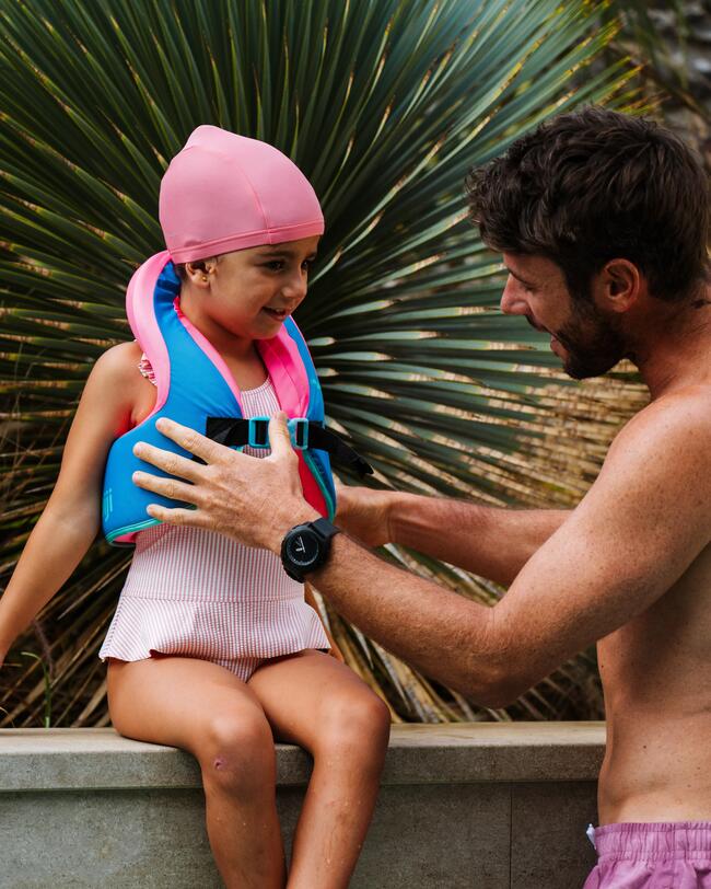 GILET DE NATATION SWIMVEST+ 15-25 KG BLEU-ROSE