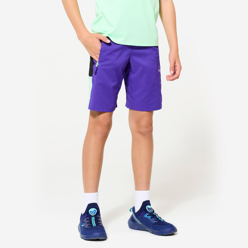 Kids' Breathable Multisport Shorts - Purple/Black/Neon Green