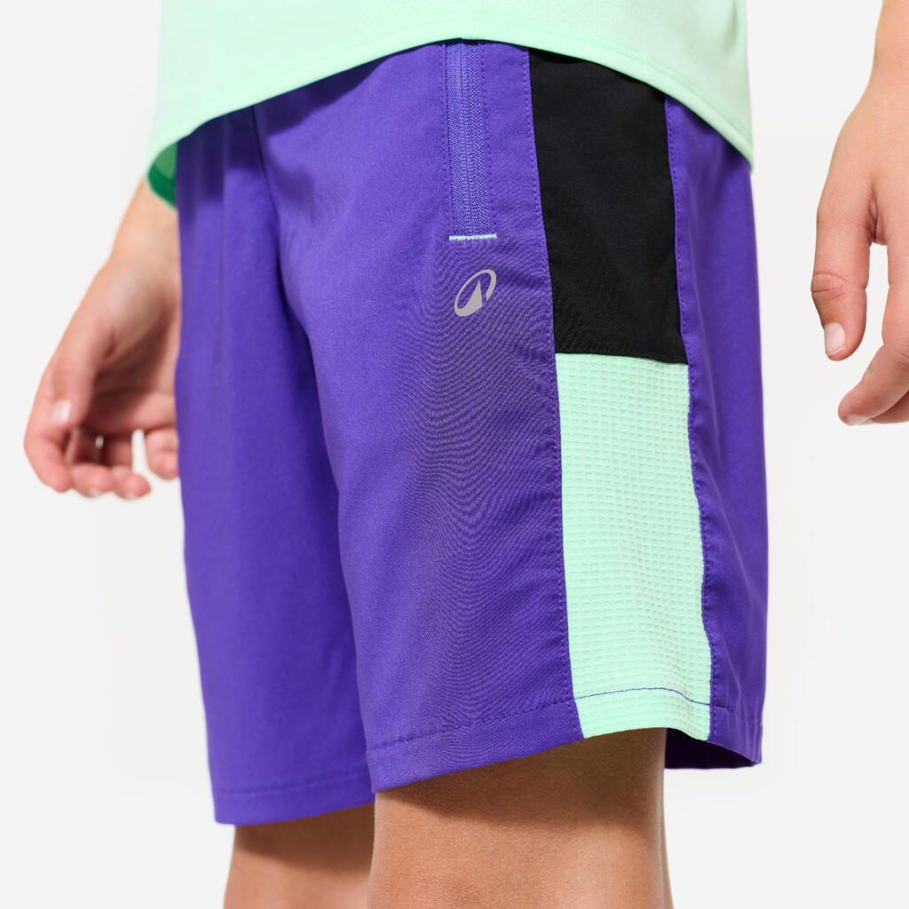 Kids' Breathable Multisport Shorts - Purple/Black/Neon Green