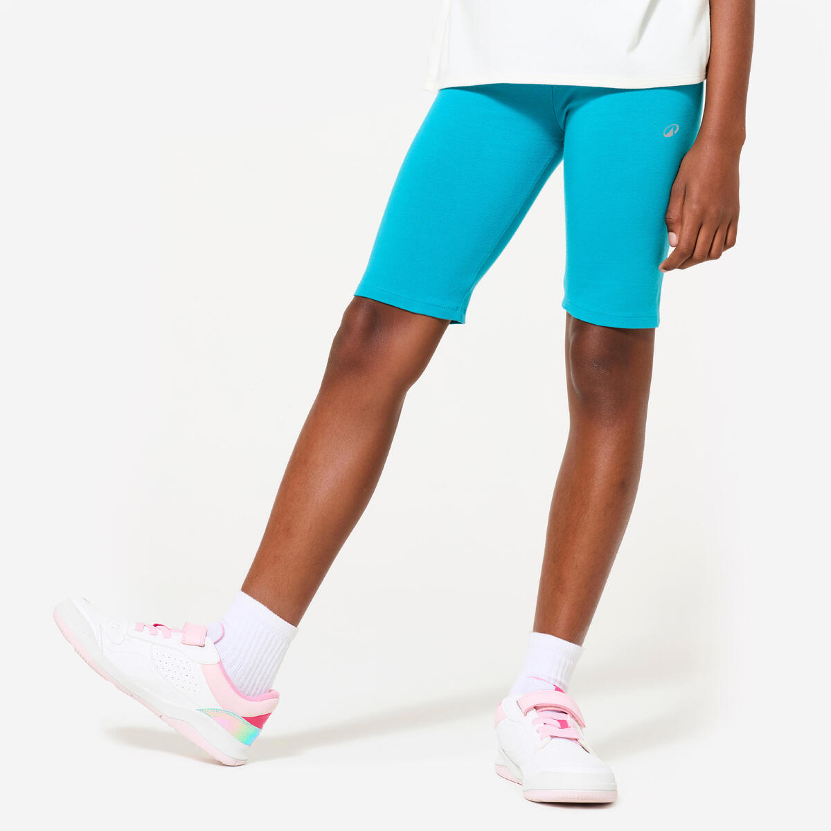 Cycliste multisport coton fille, Bleu turquoise