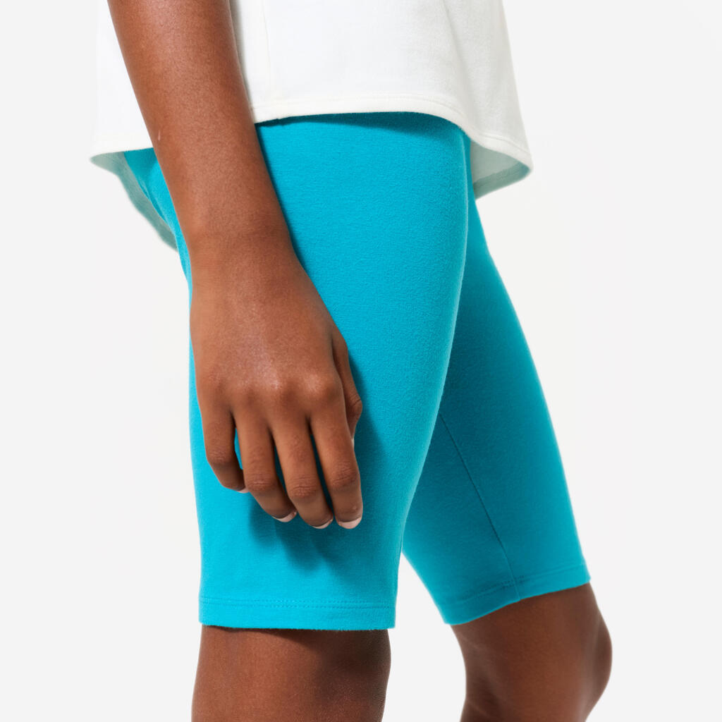 Cycliste multisport coton fille, Bleu turquoise