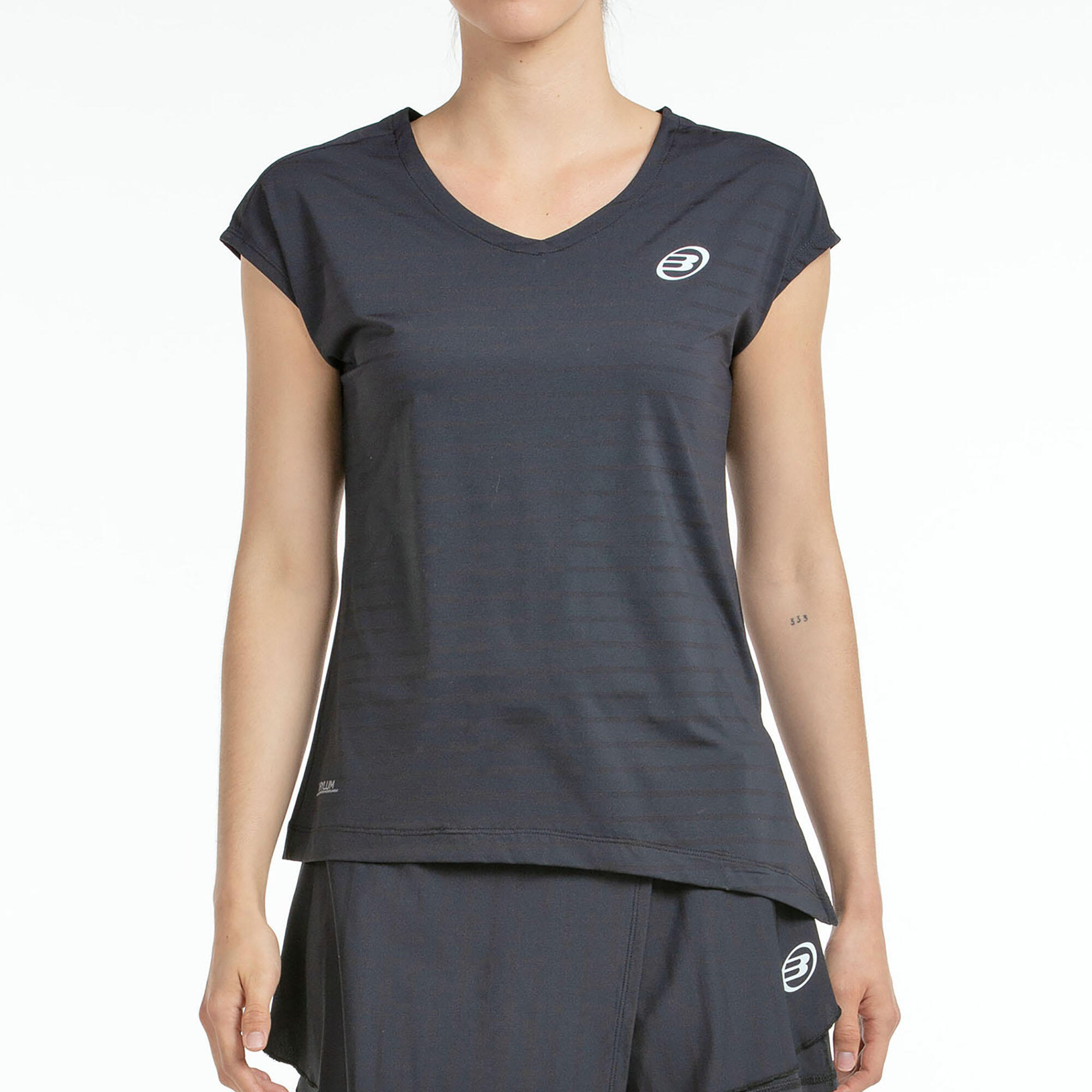 BULLPADEL CAMISETA MUJER PADEL BULLPADEL NEGRA CUELLO PICO