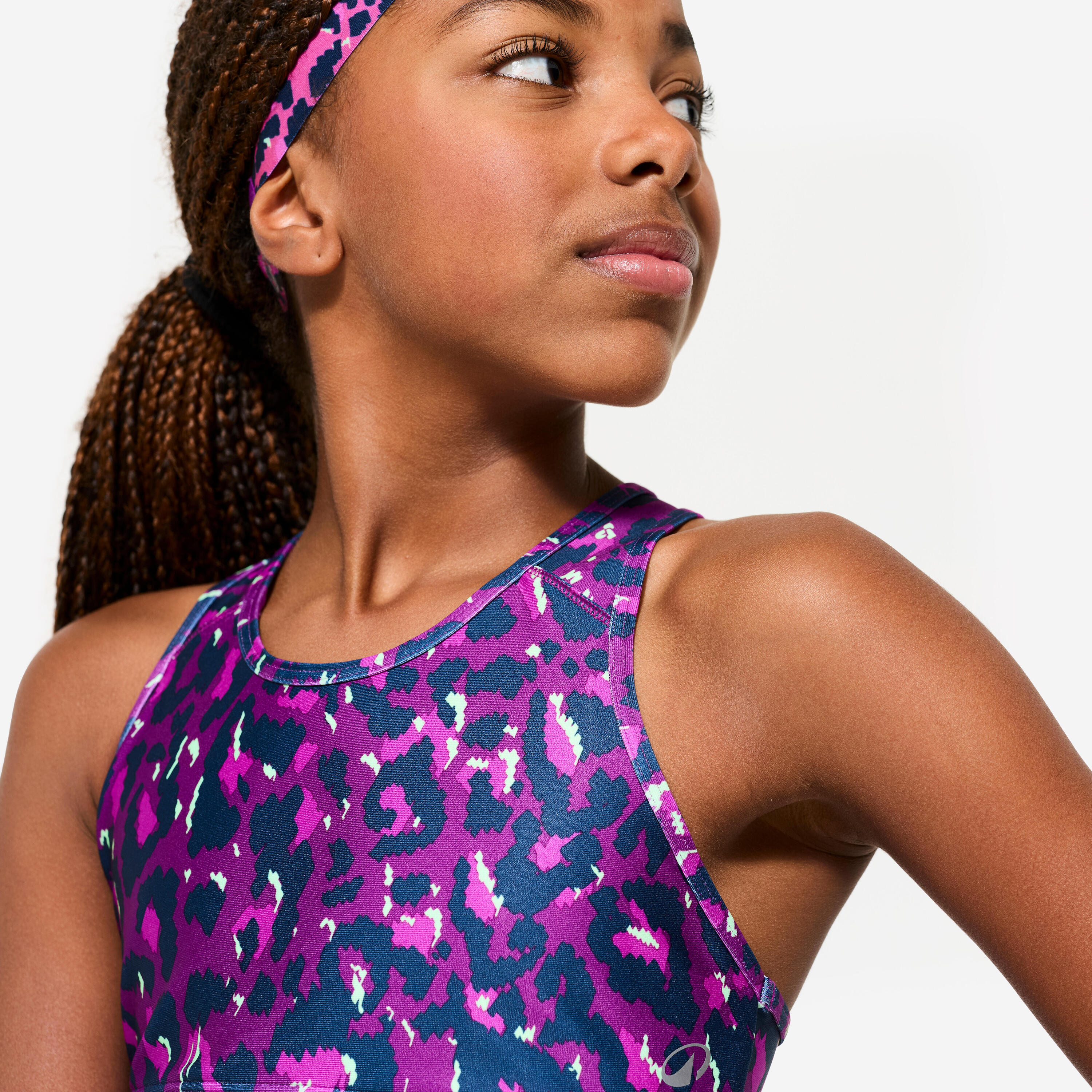 Sujetador Deportivo Niña Violeta Estampado Leopardo Transpirable 5/5