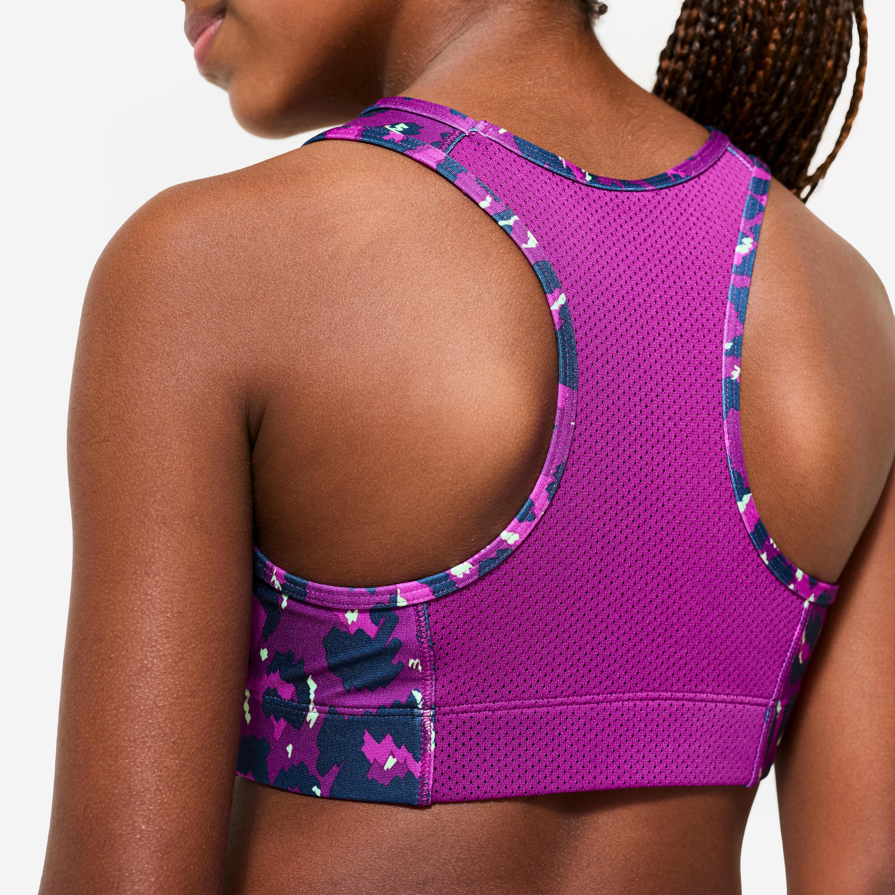 Sujetador Deportivo Niña Violeta Estampado Leopardo Transpirable 3/5