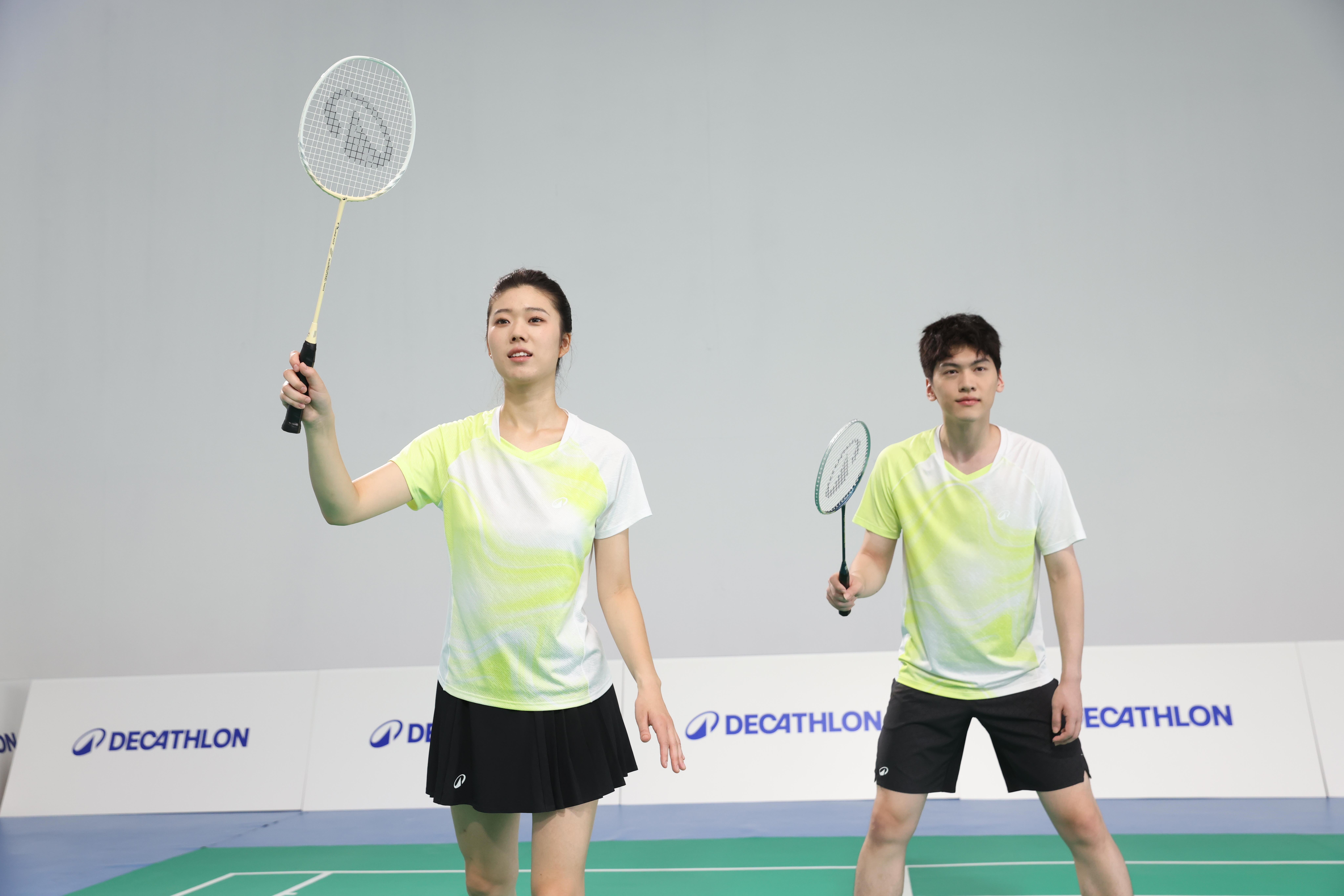 Badminton 2-Racket Set - Sensation 190 Green Beige - PERFLY