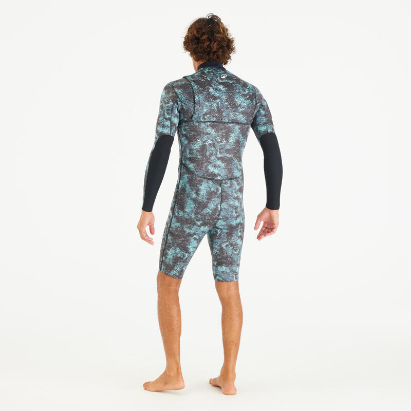 Combinezon shorty neopren 2,5mm SPF 900 Mâneci lungi Print camuflaj Bărbați