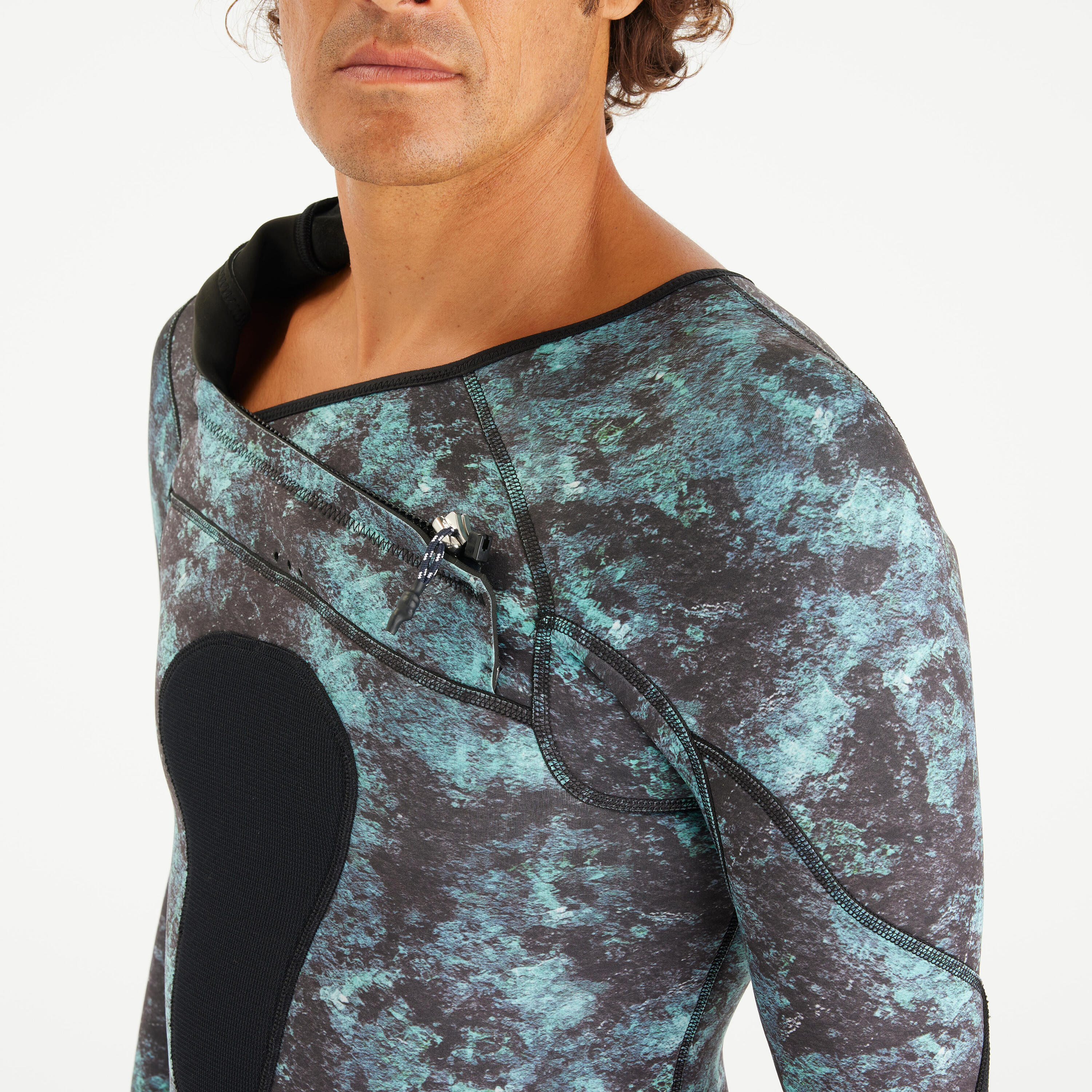 Men’s spearfishing shorty 2.5 mm neoprene - SPF 900 long sleeve camo 10/12