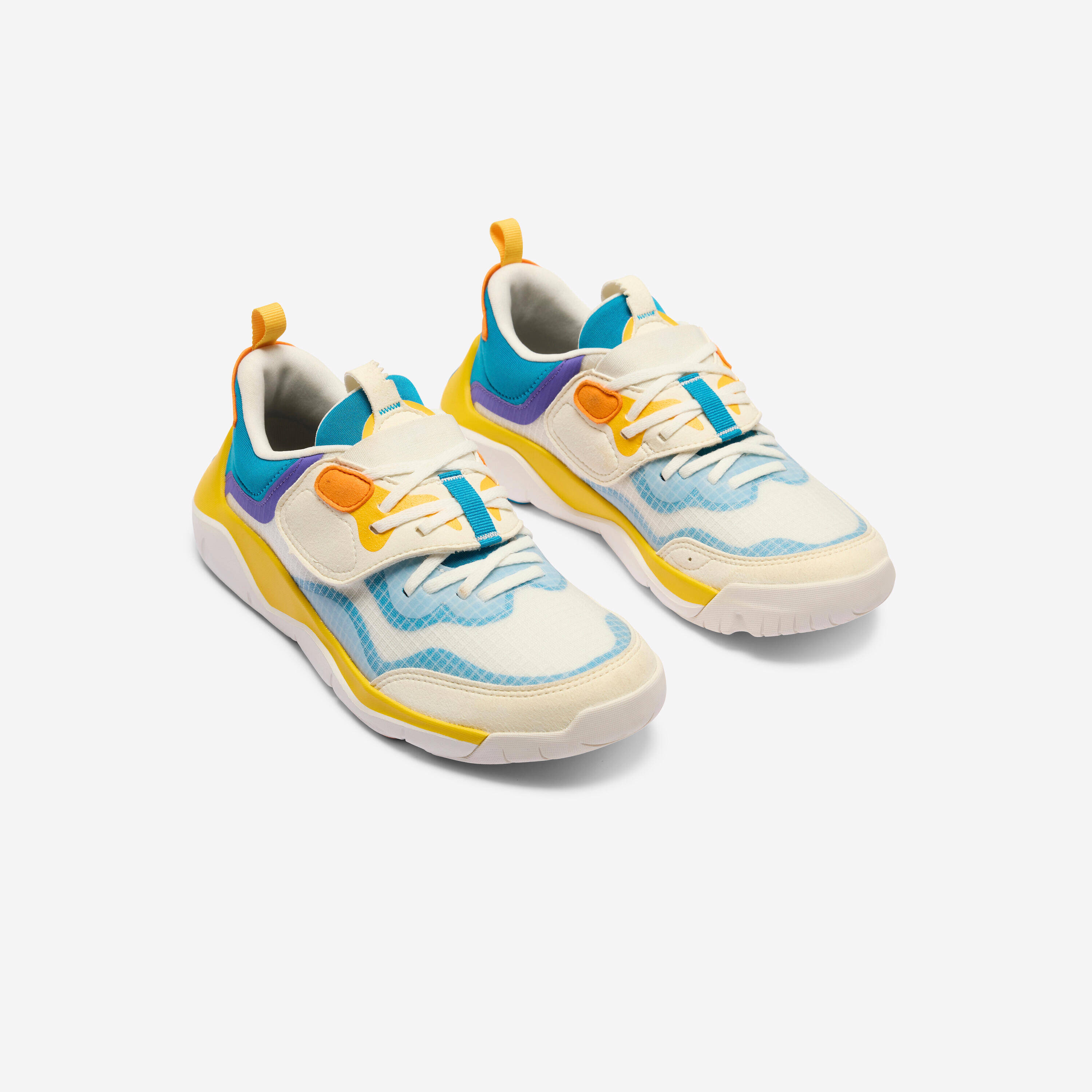 Kids' Unisex Easy-On Multisport Trainers Playful City - Blue & White -  4