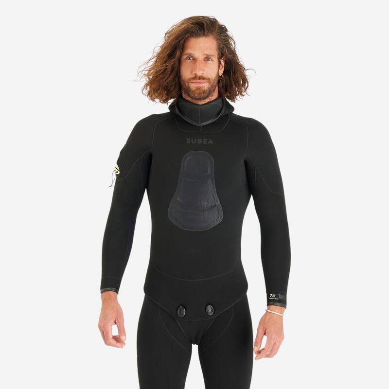 Geacă activități sportive submarine neopren întărit 7mm SPF 900 Negru Bărbați