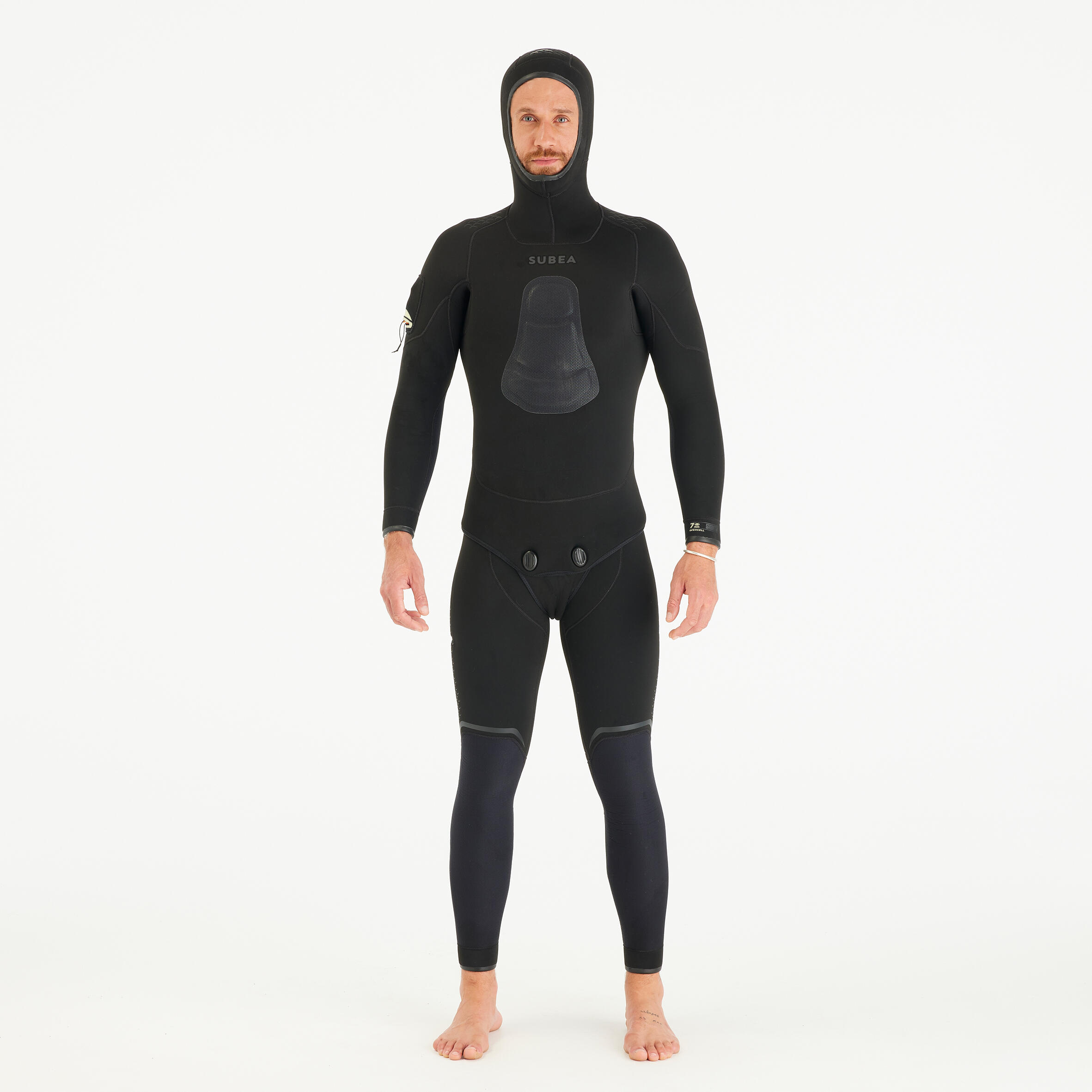 Chaqueta Pesca Submarina SPF 900 Hombre Negro Neopreno Microporoso 7 mm 4/17