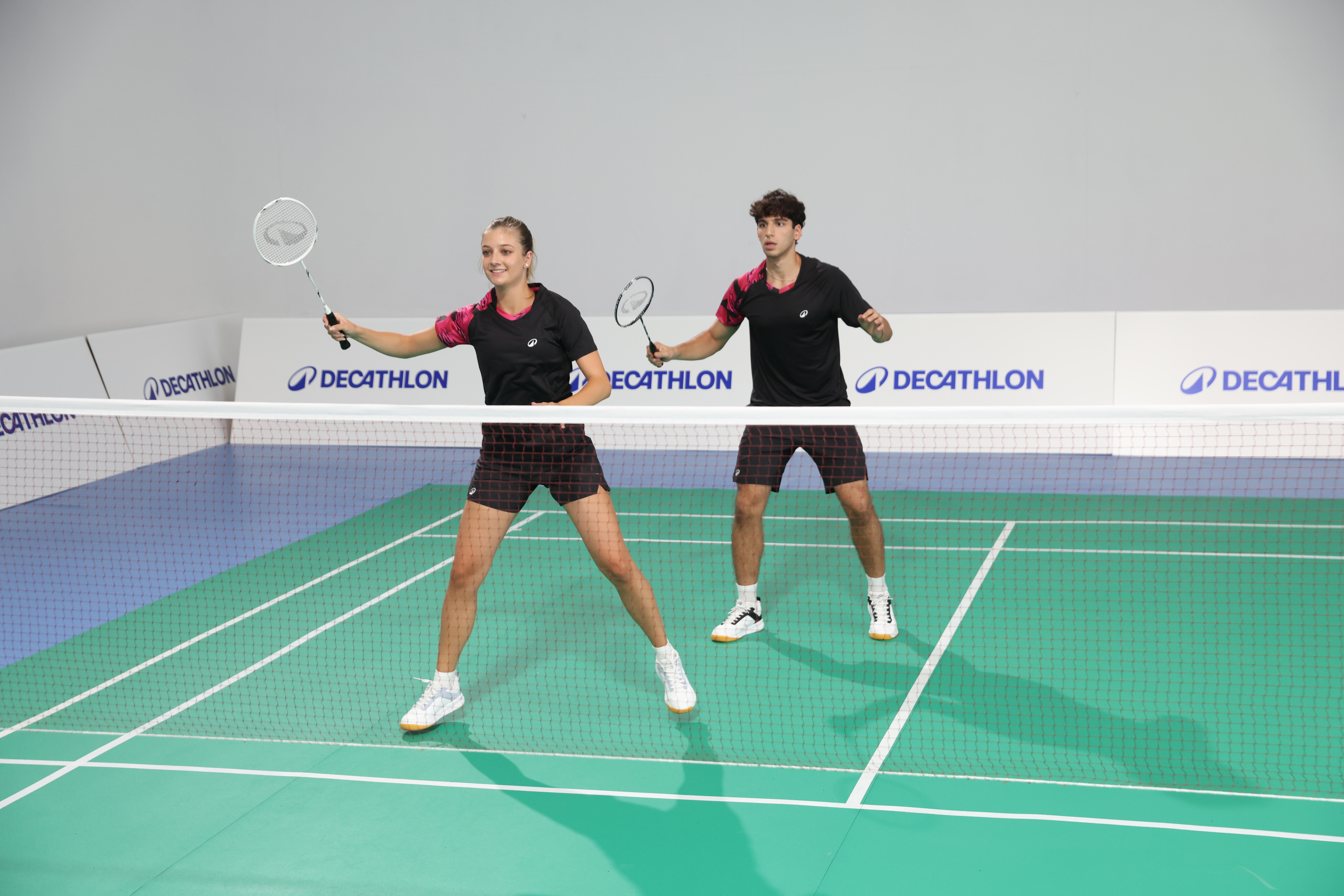 Badminton Racket Set 2 Rackets - Sensation 500 Black White - PERFLY