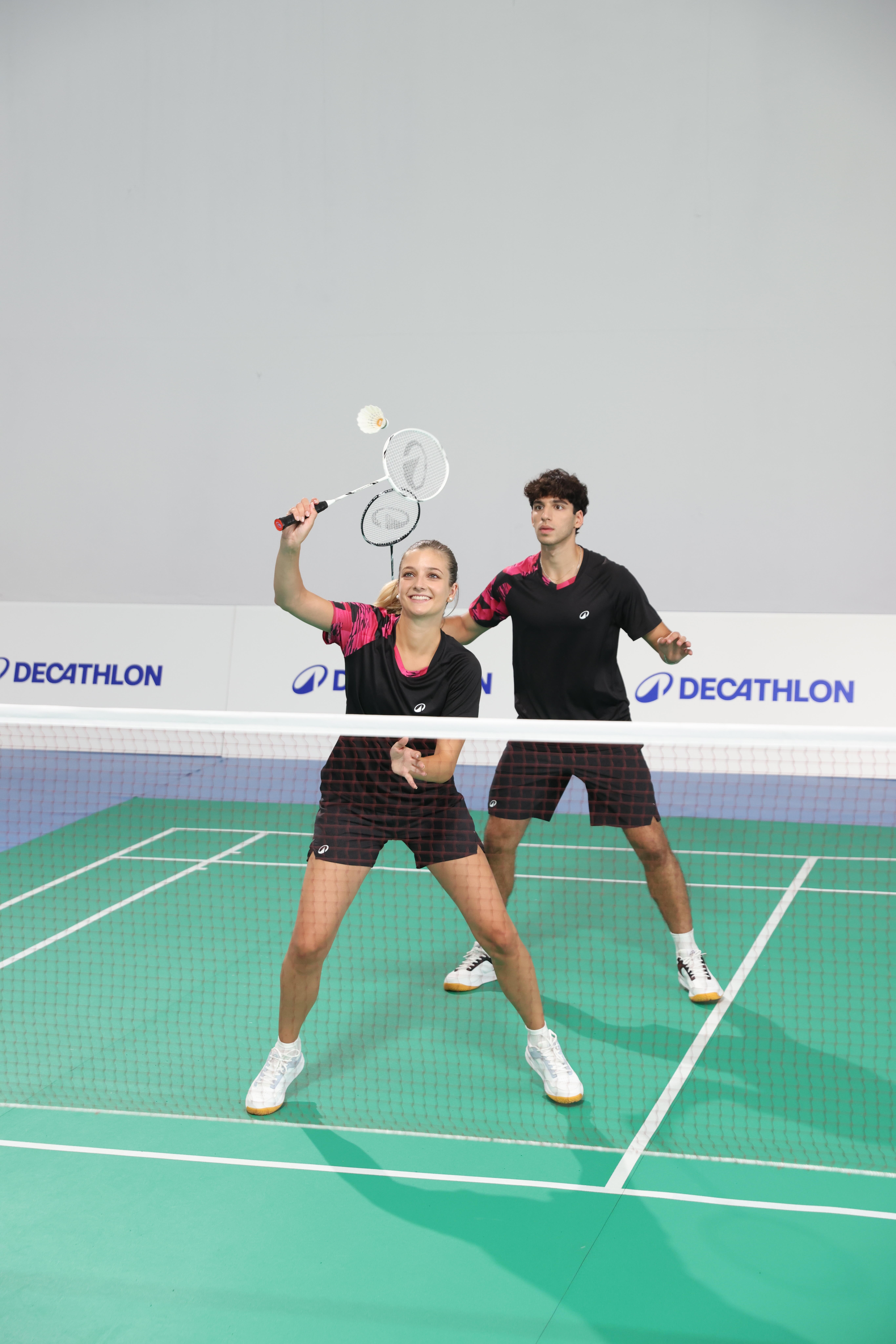 Badminton Racket Set 2 Rackets - Sensation 500 Black White - PERFLY