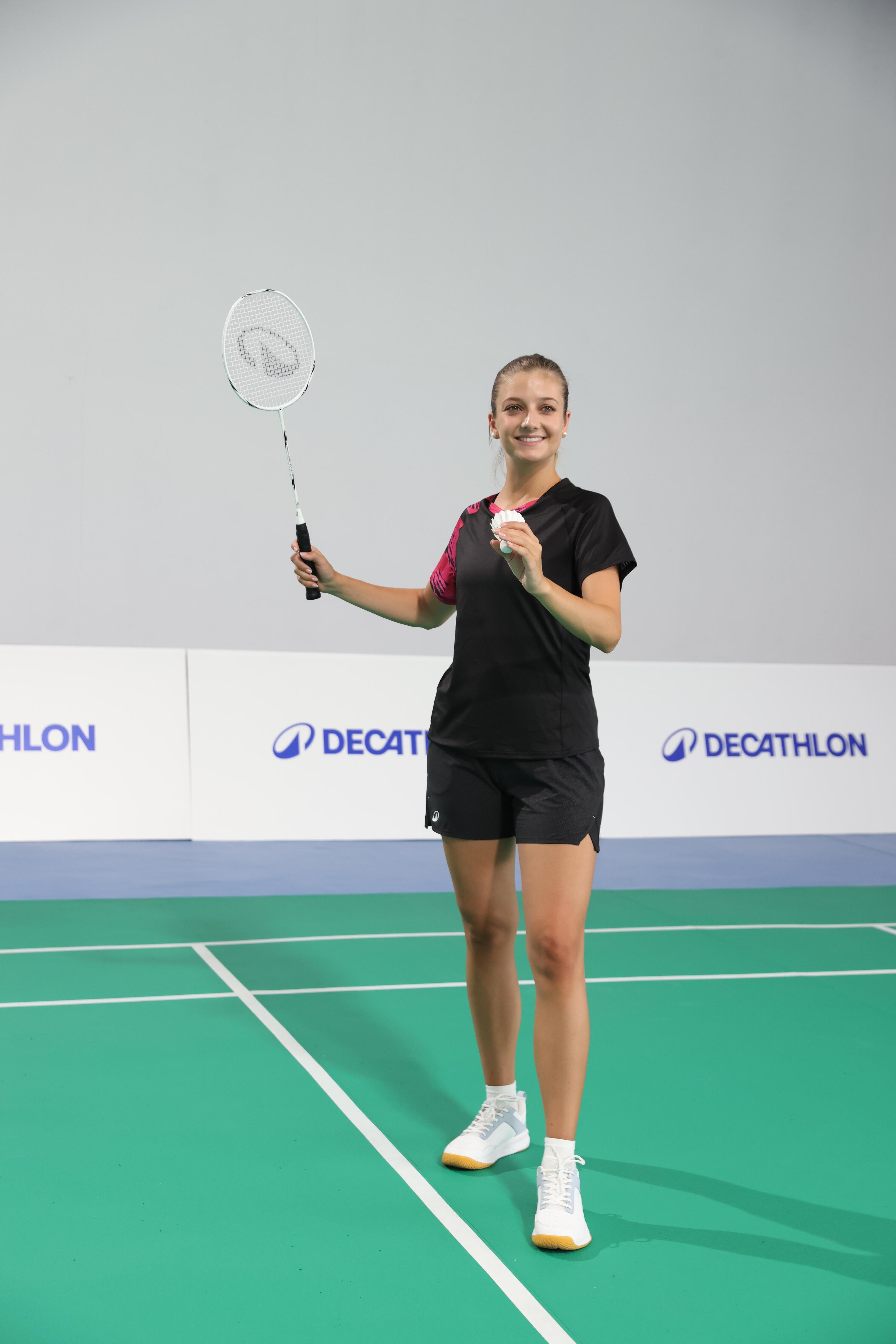 T-Shirt de Badminton Femme Lite 560 - Noir/Fluo 12/12