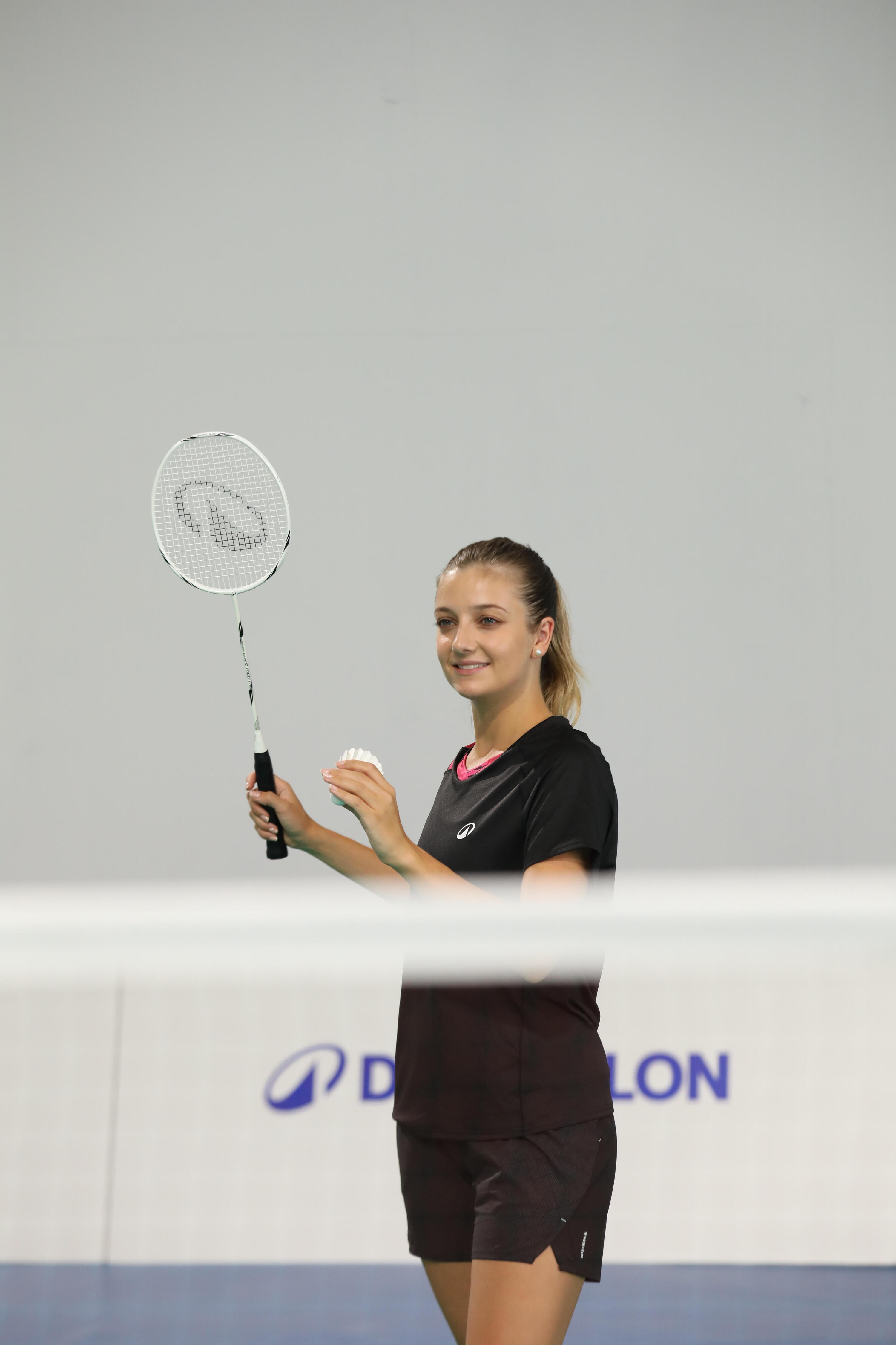 T-Shirt de Badminton Femme Lite 560 - Noir/Fluo 11/12