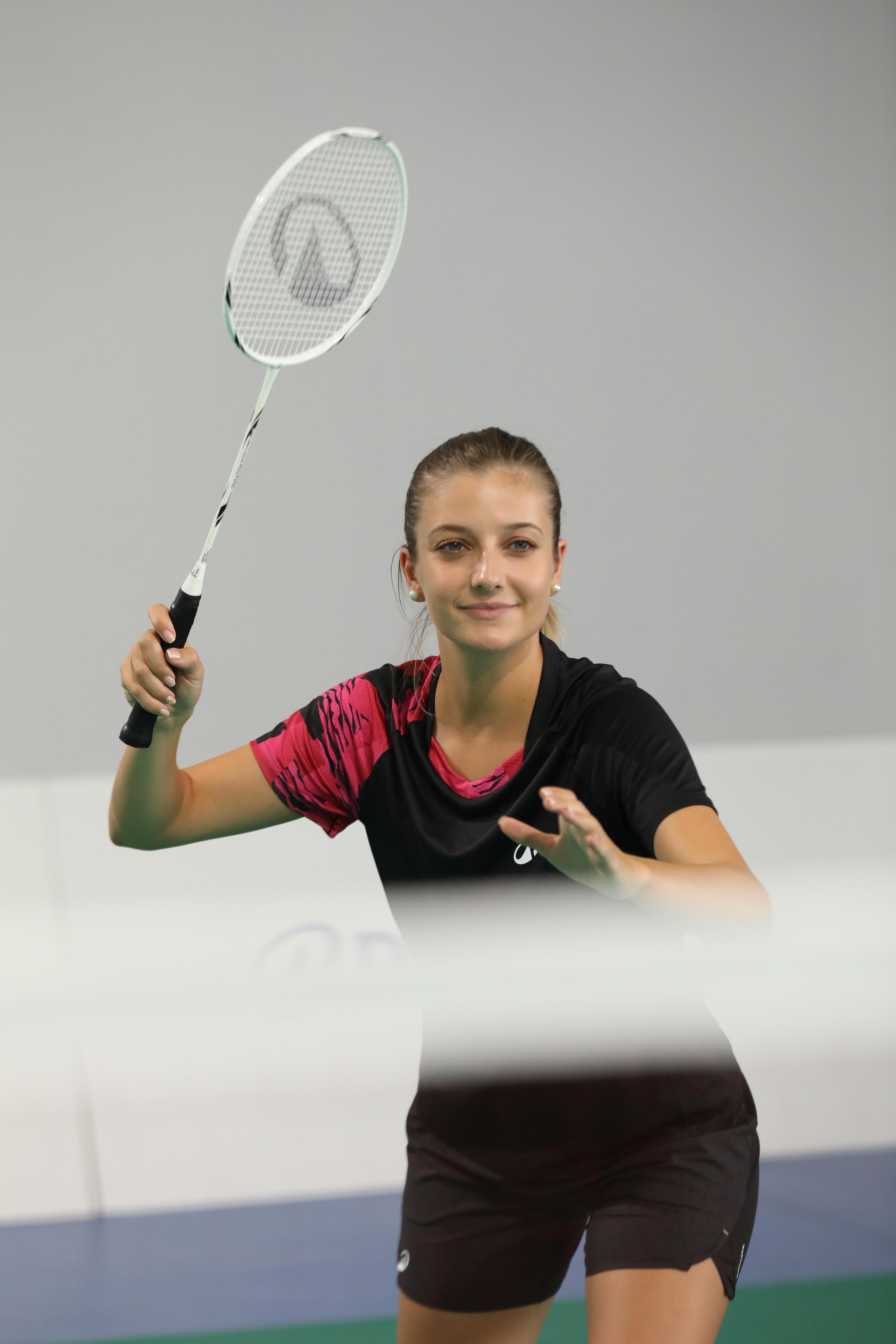 T-Shirt de Badminton Femme Lite 560 - Noir/Fluo 10/12