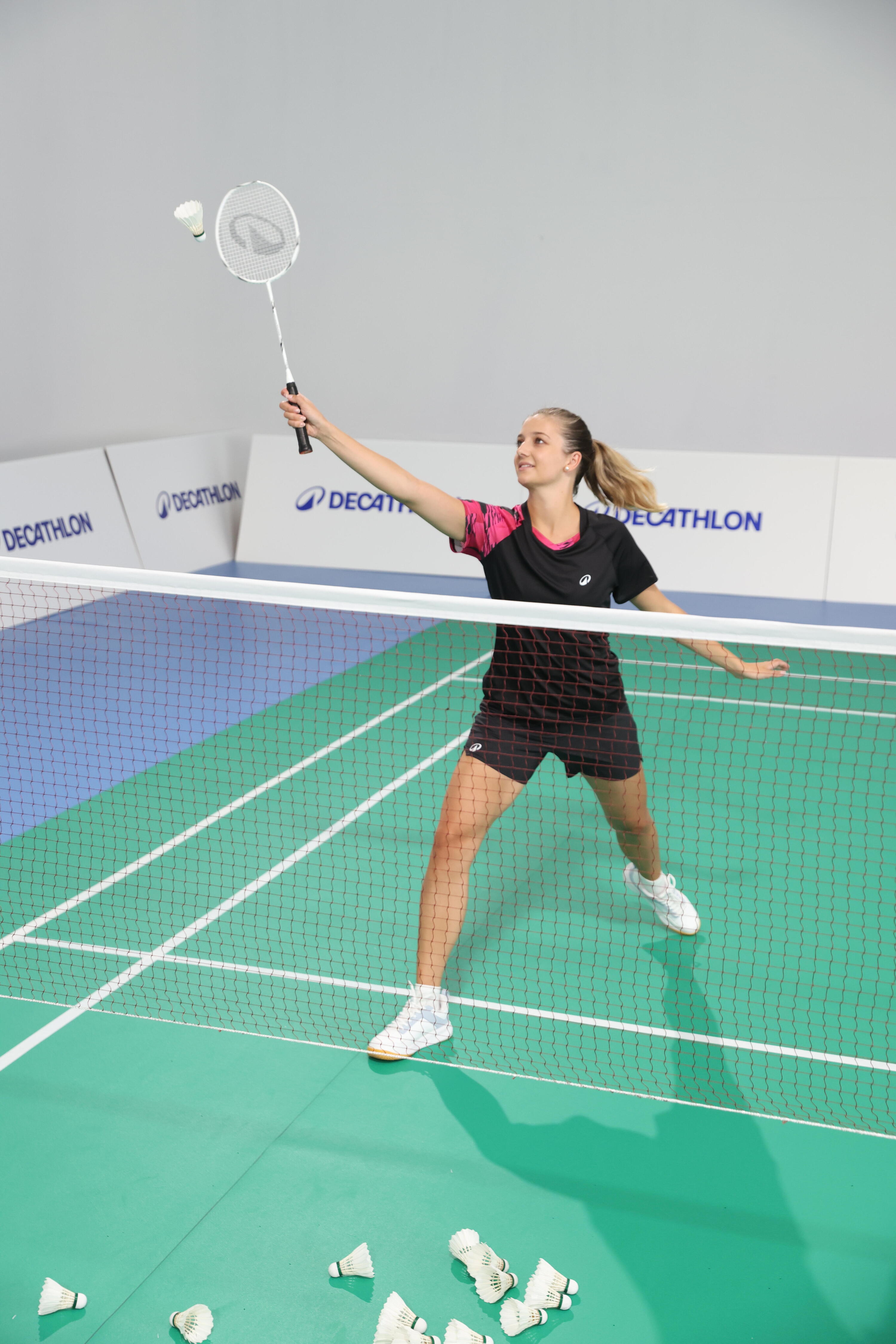 T-Shirt de Badminton Femme Lite 560 - Noir/Fluo 7/12