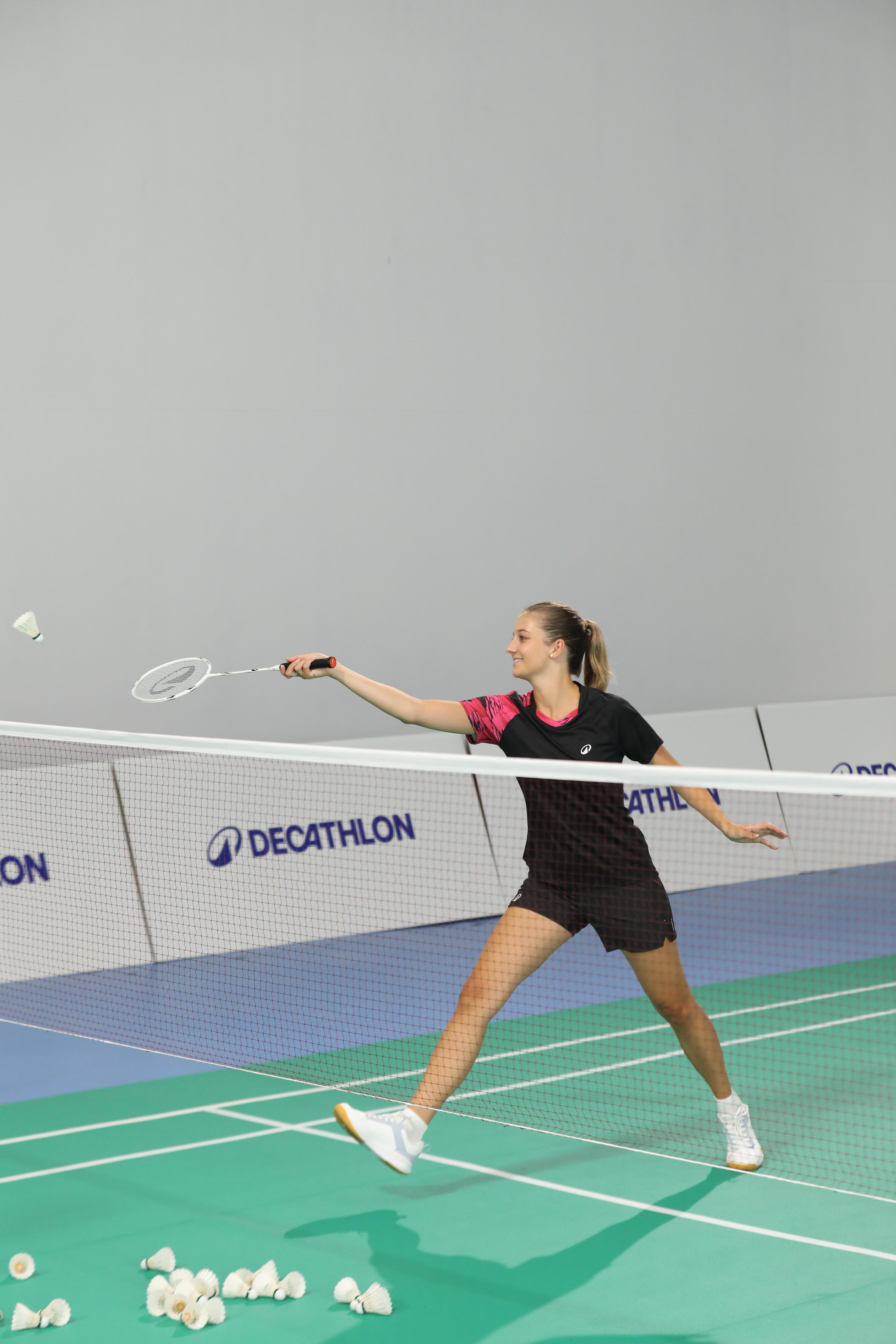 T-Shirt de Badminton Femme Lite 560 - Noir/Fluo 6/12