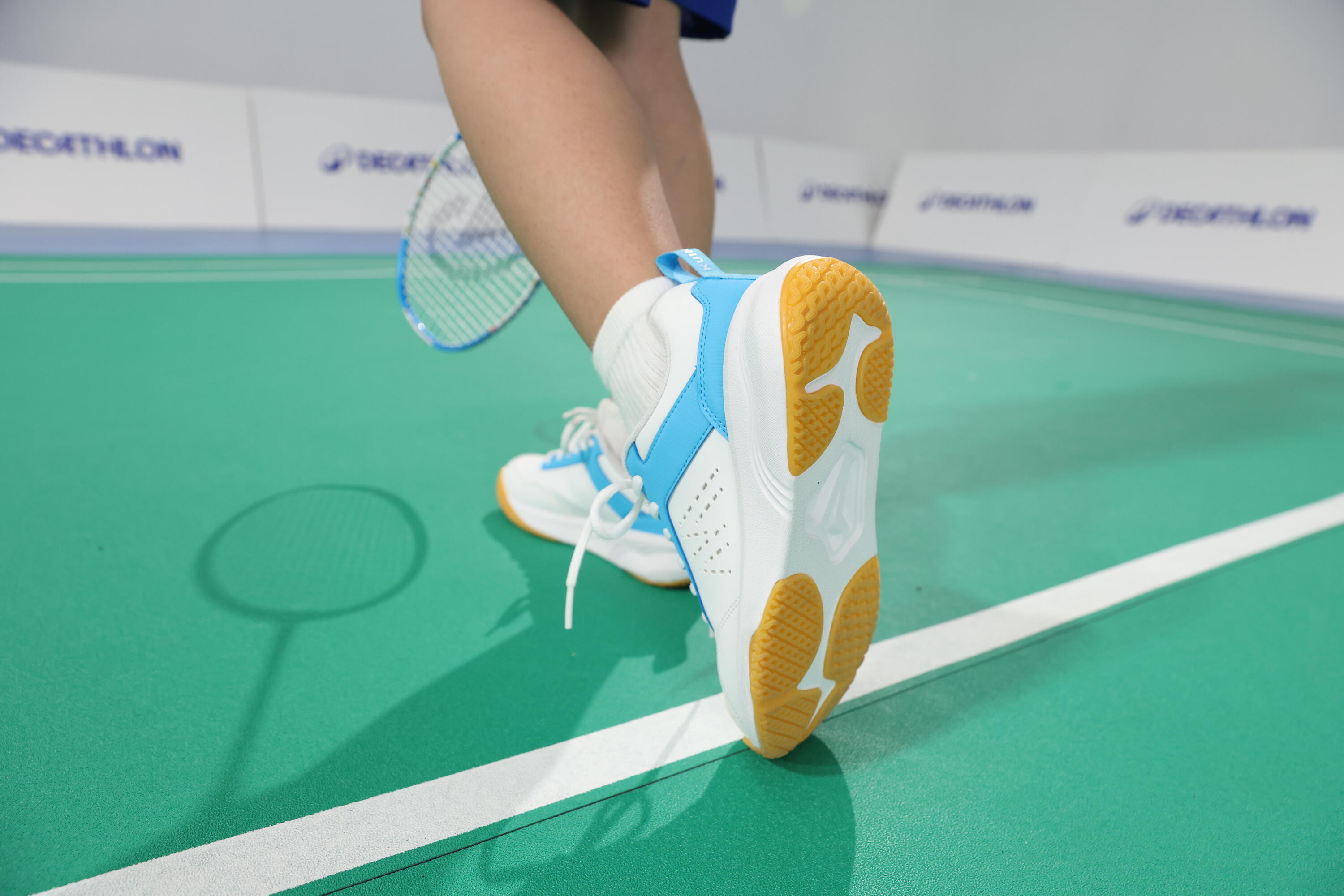Scarpe badminton bambino BS SENSATION 500 azzurre 19/21