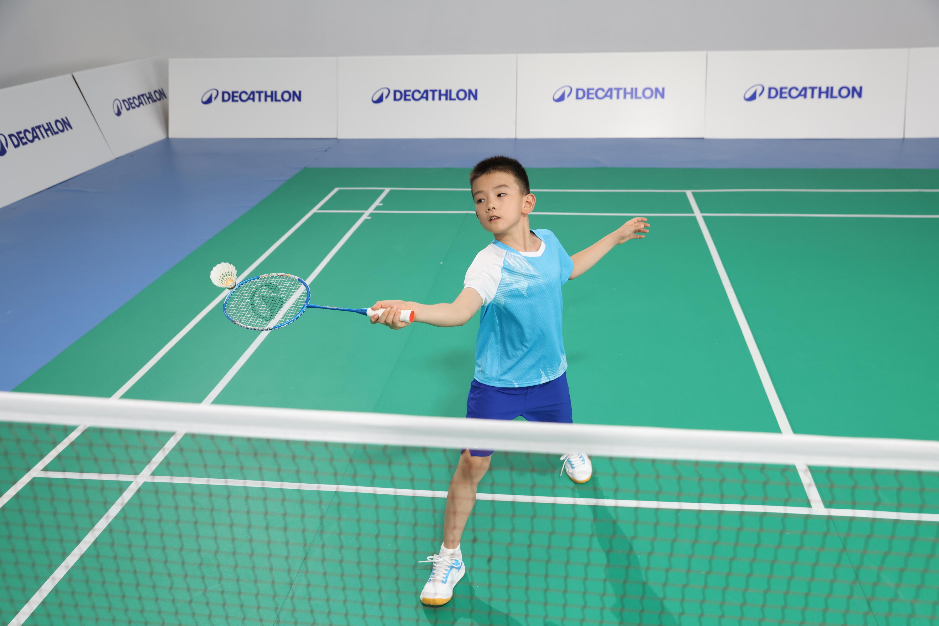 Scarpe badminton bambino BS SENSATION 500 azzurre 17/21